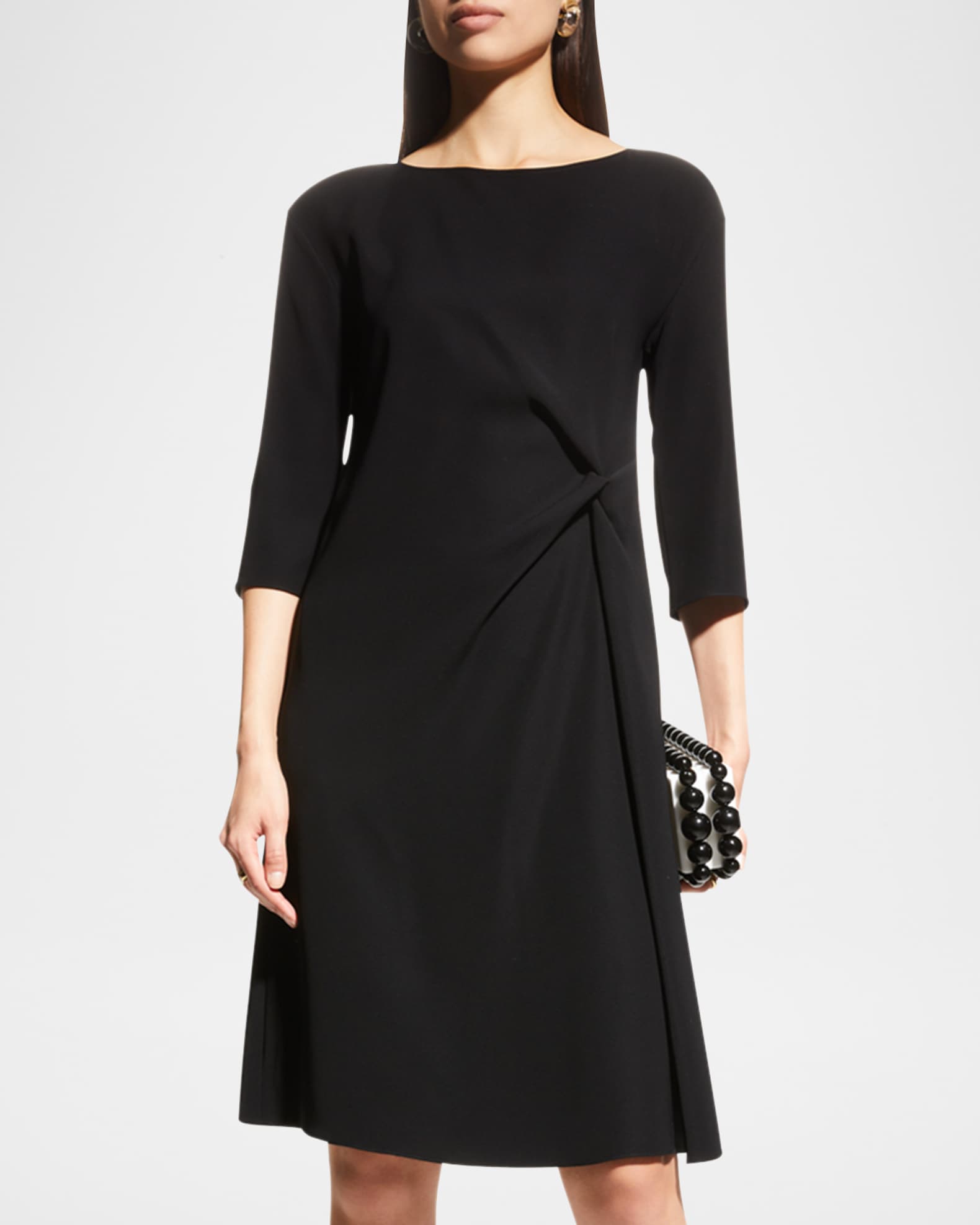 Emporio Armani Techno Cady Gathered Shift Dress | Neiman Marcus