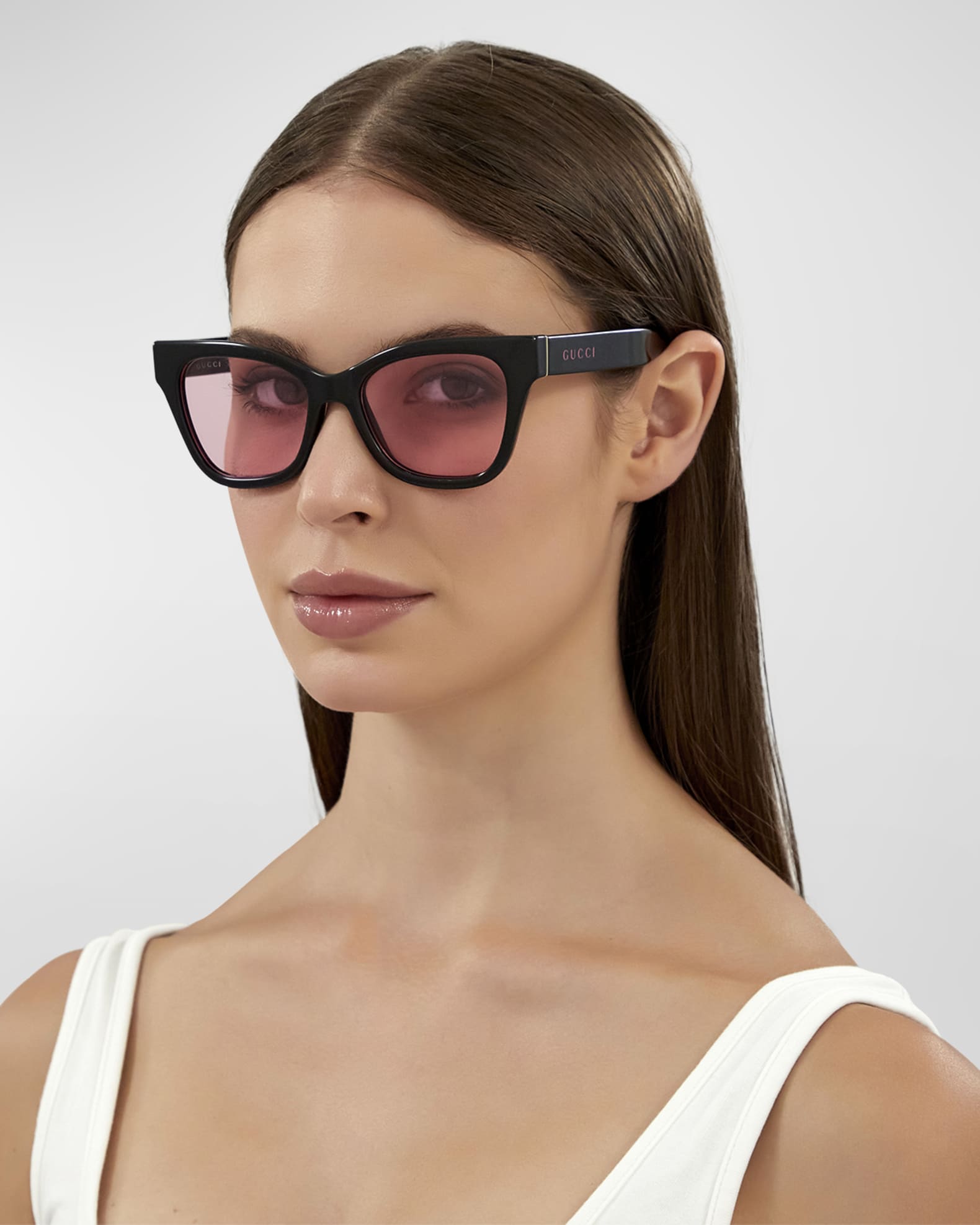 Gucci Logo Injection Plastic CatEye Sunglasses Neiman Marcus