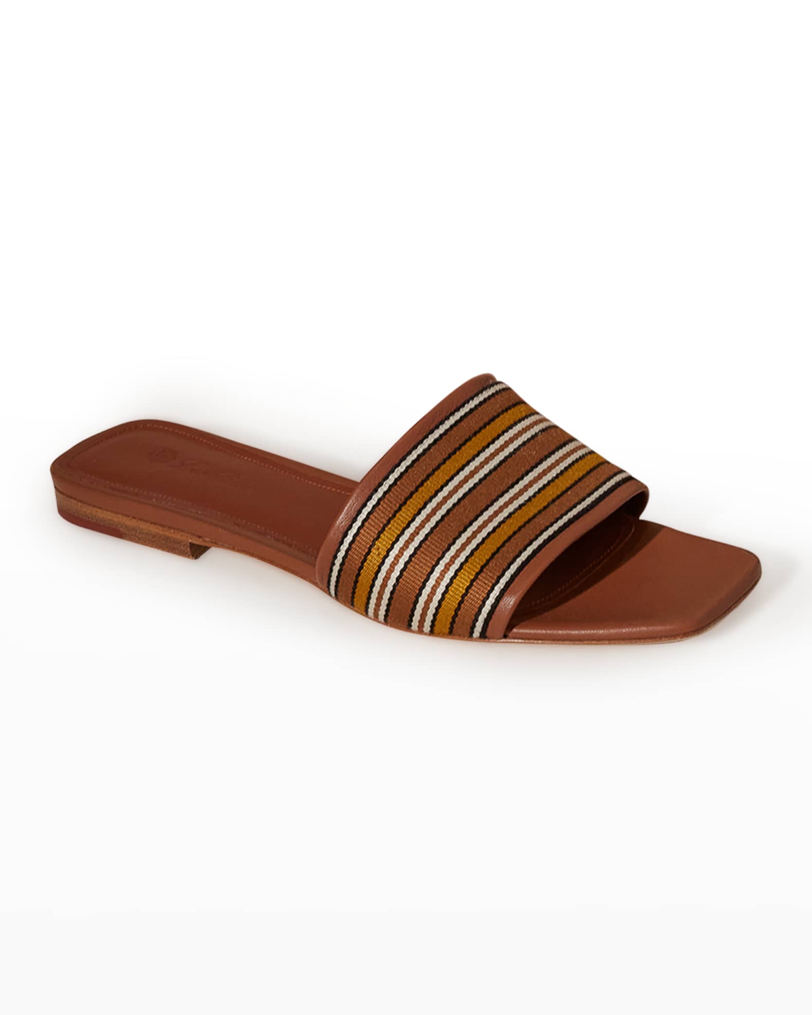 Loro Piana Suitcase Stripe Flat Sandals | Neiman Marcus