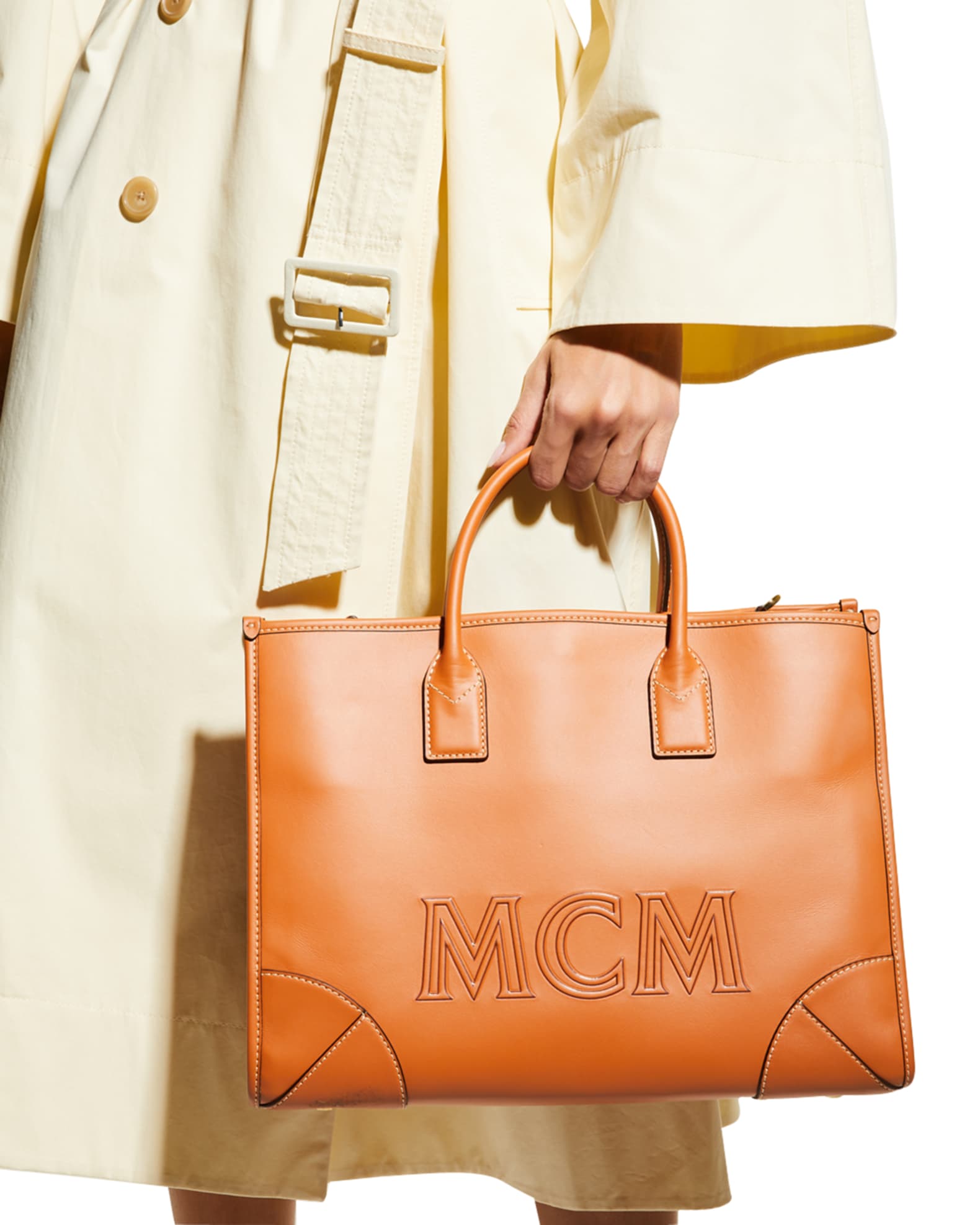 Large Logo Leather Tote Bag