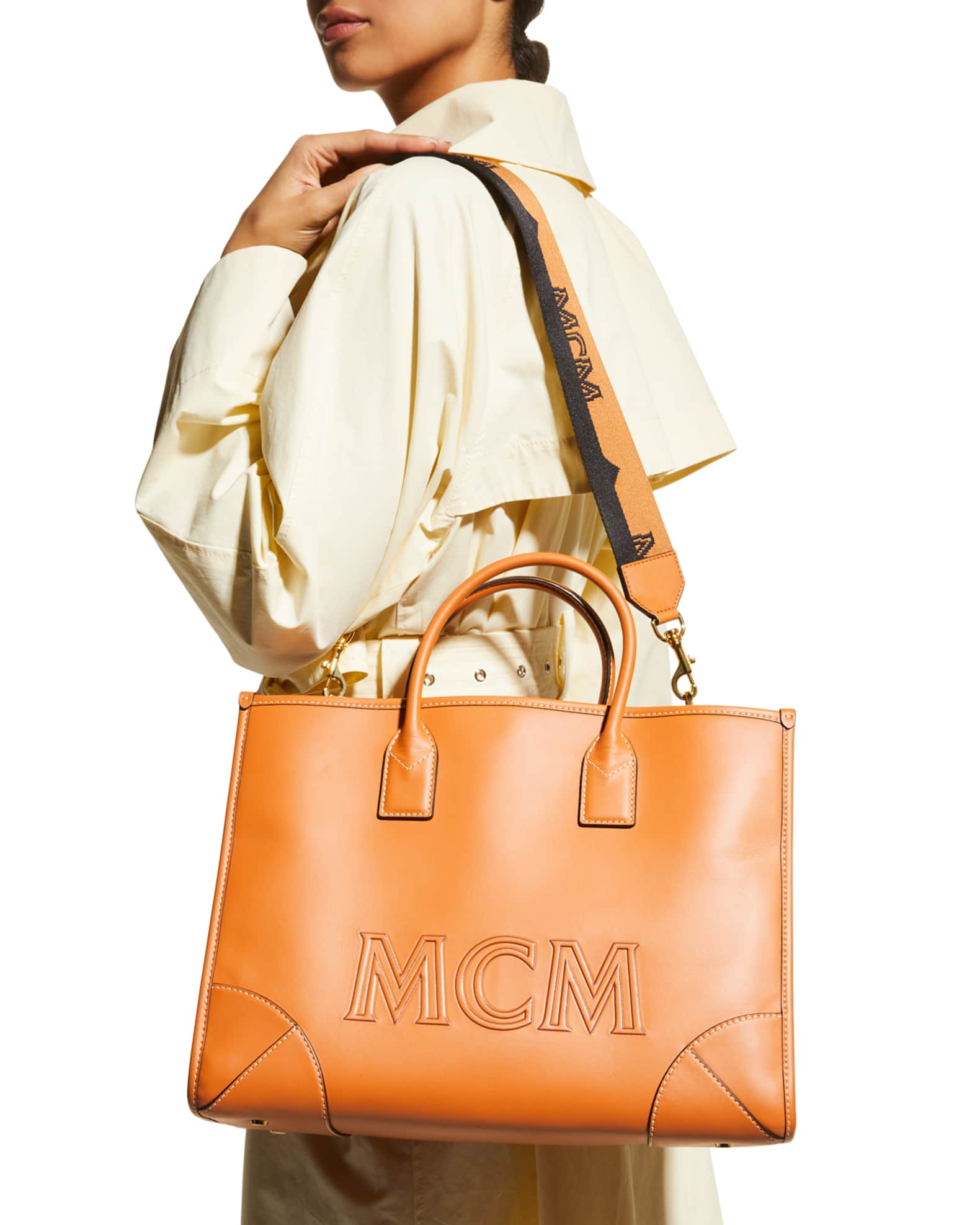 Mcm Large Klassik Embossed-Logo Tote Bag