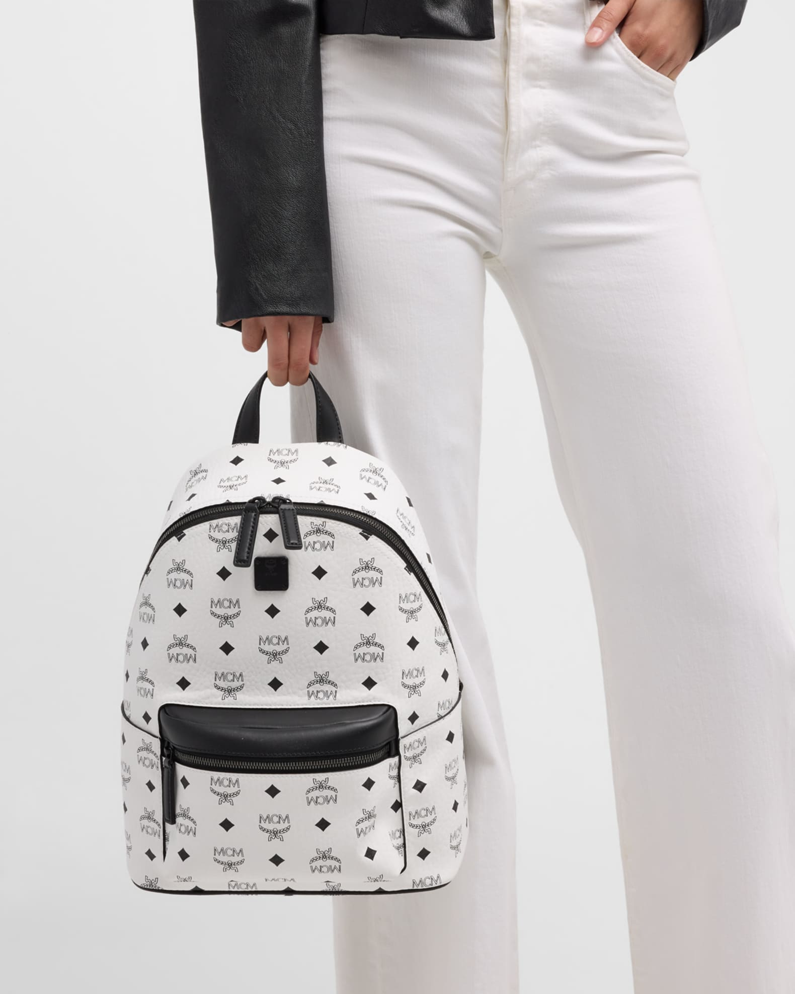 White mcm bookbag on sale