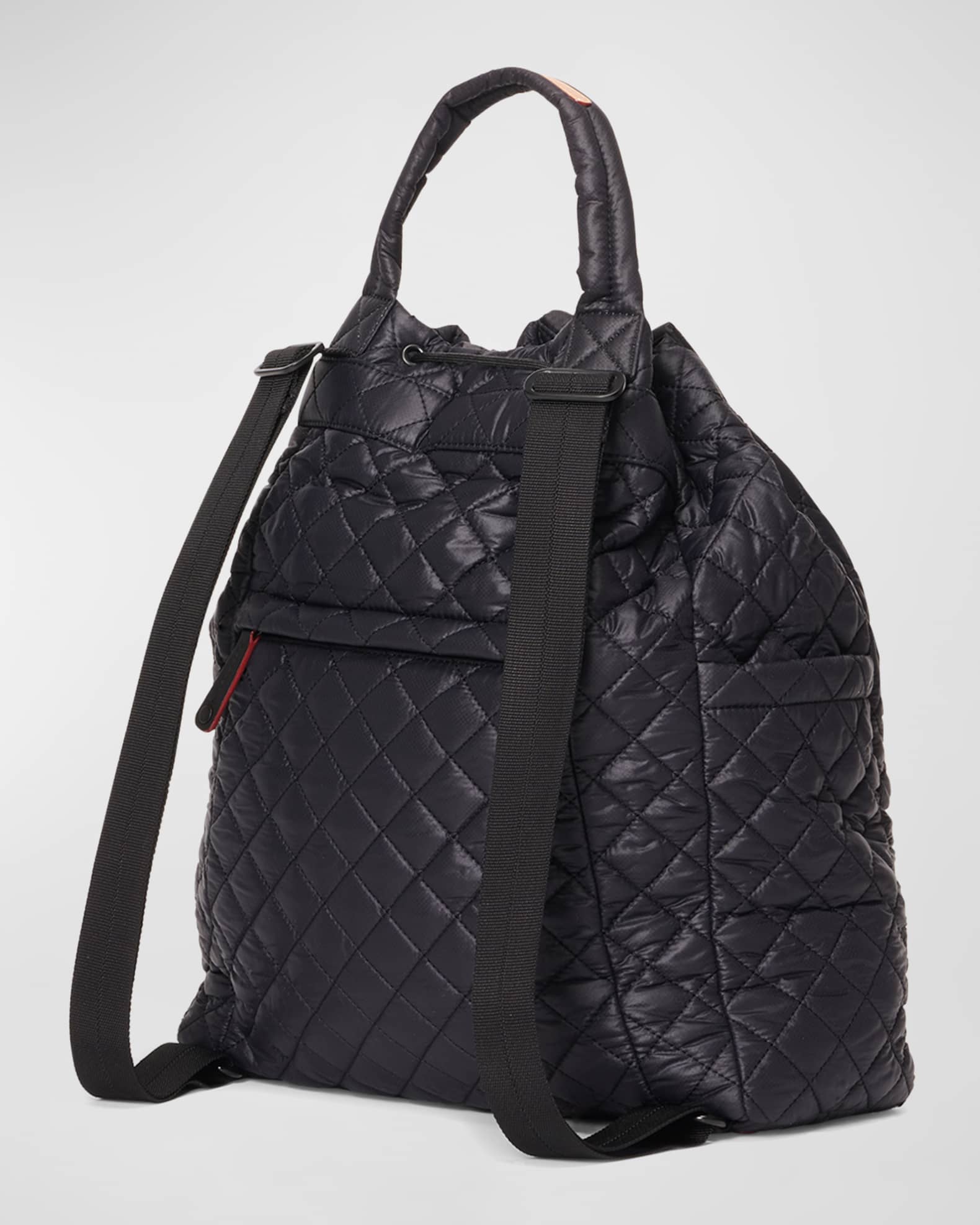 Small Metro Convertible Quilted Backpack in Black