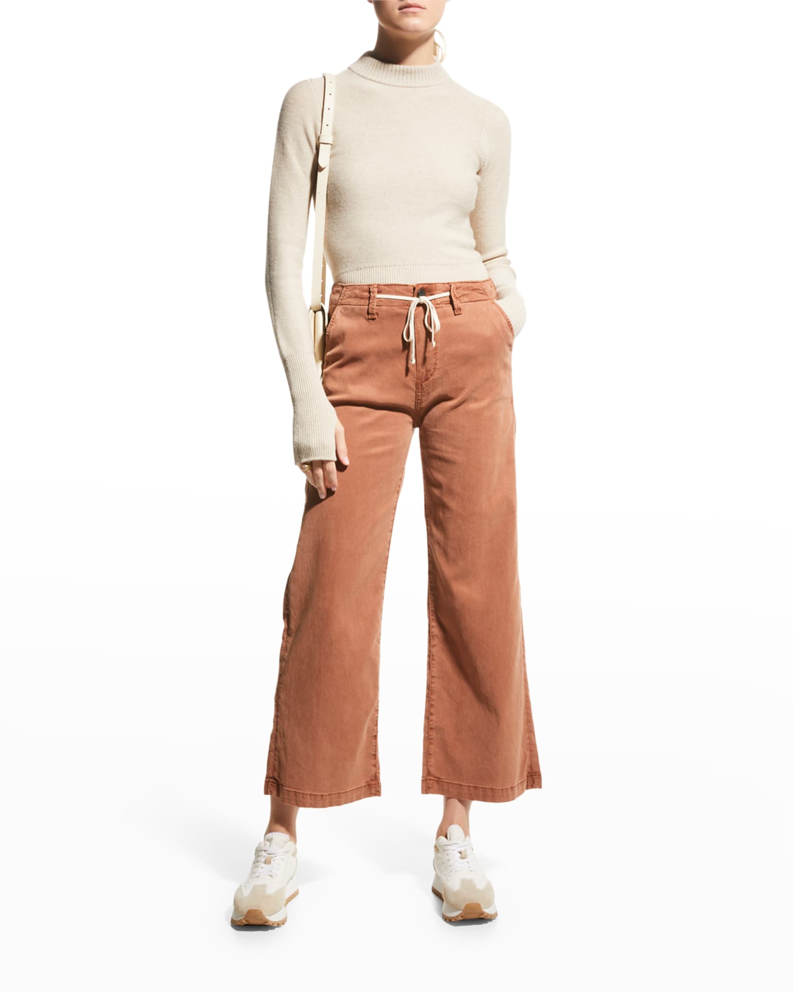 PAIGE Carly Wide-Leg Pants with Waist Tie | Neiman Marcus