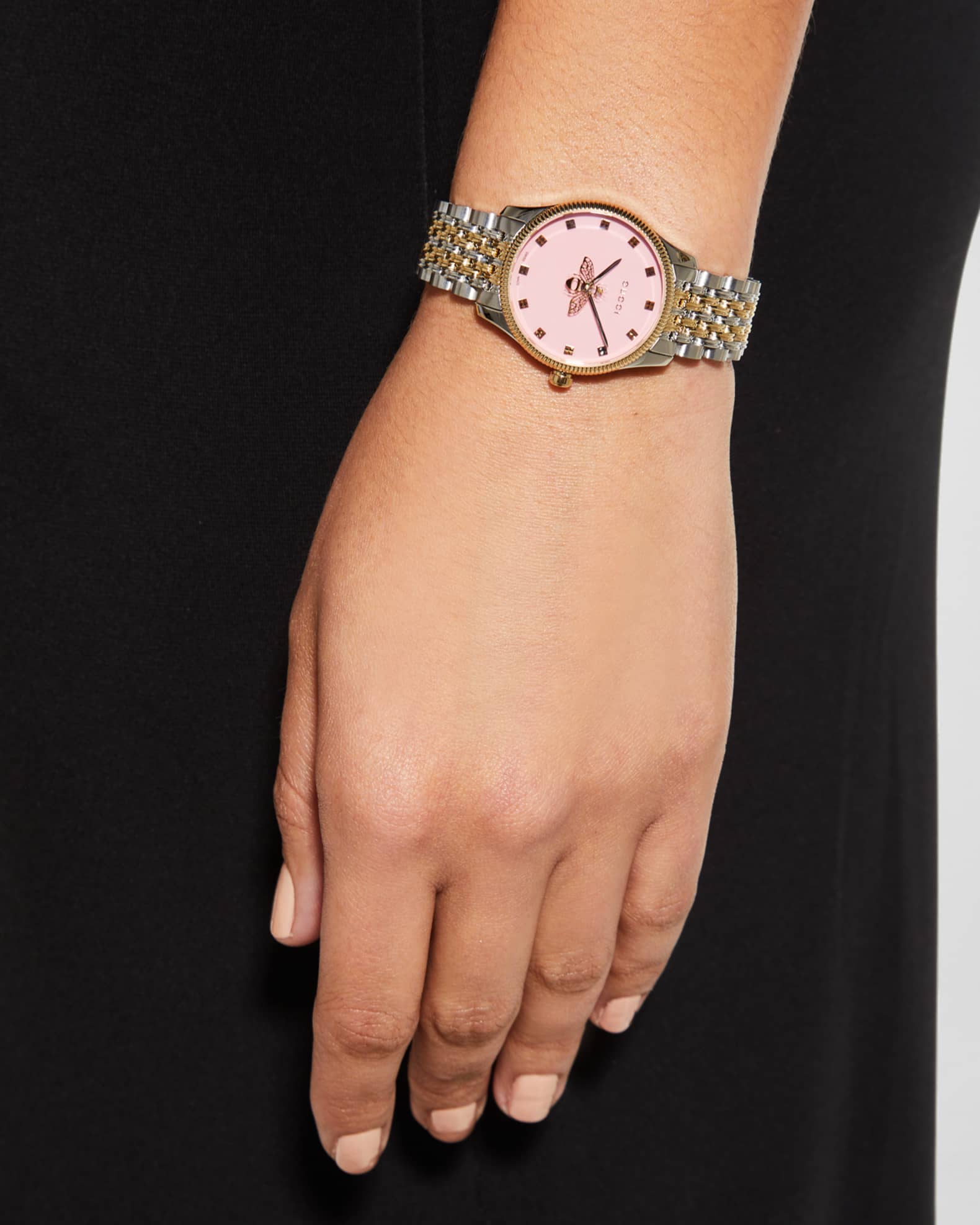 Gucci 29mm Pink Dial Two Tone Steel Bracelet Watch Neiman Marcus
