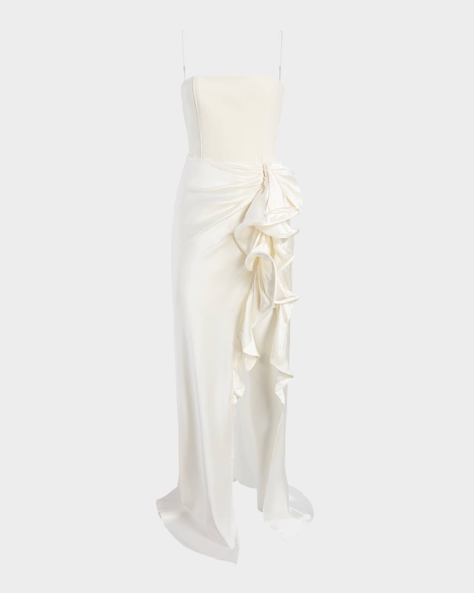 Drina Sleeveless Satin Wrap Gown 1