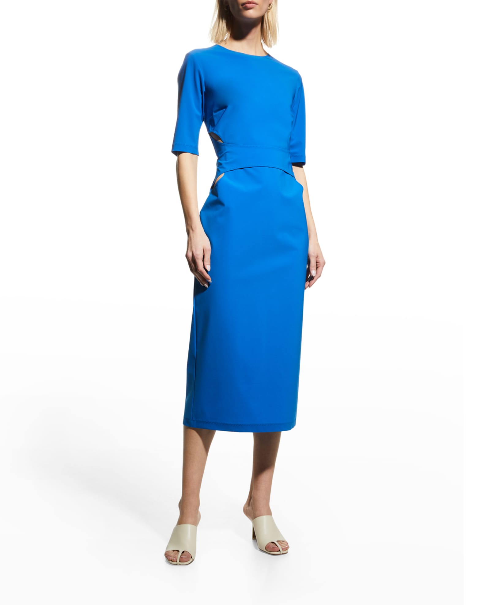 Nina Ricci Neoprene Cutout Body-Con Midi Dress | Neiman Marcus