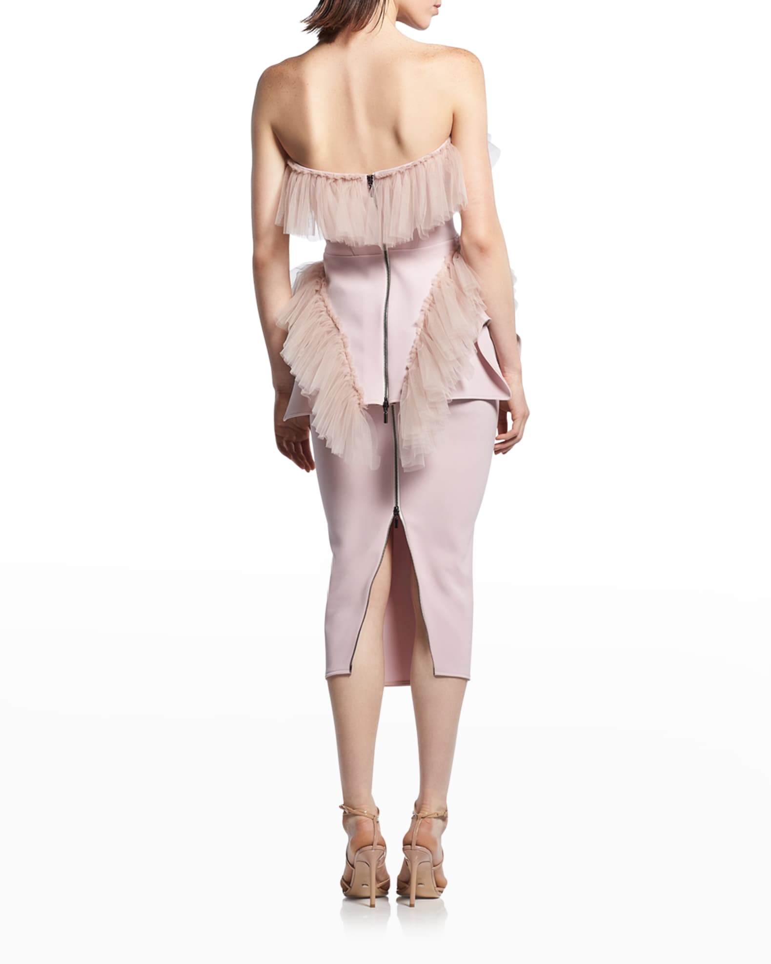 Maticevski Tender Strapless Tulle Ruffle Two-Piece Midi Dress | Neiman ...