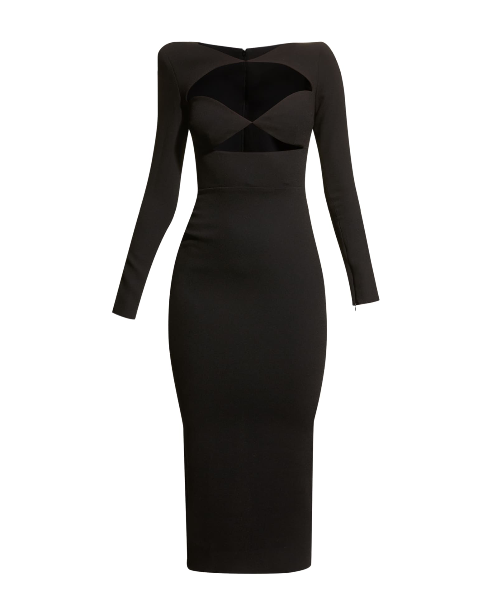 Alex Perry Page Cutout Strong-Shoulder Midi Dress | Neiman Marcus