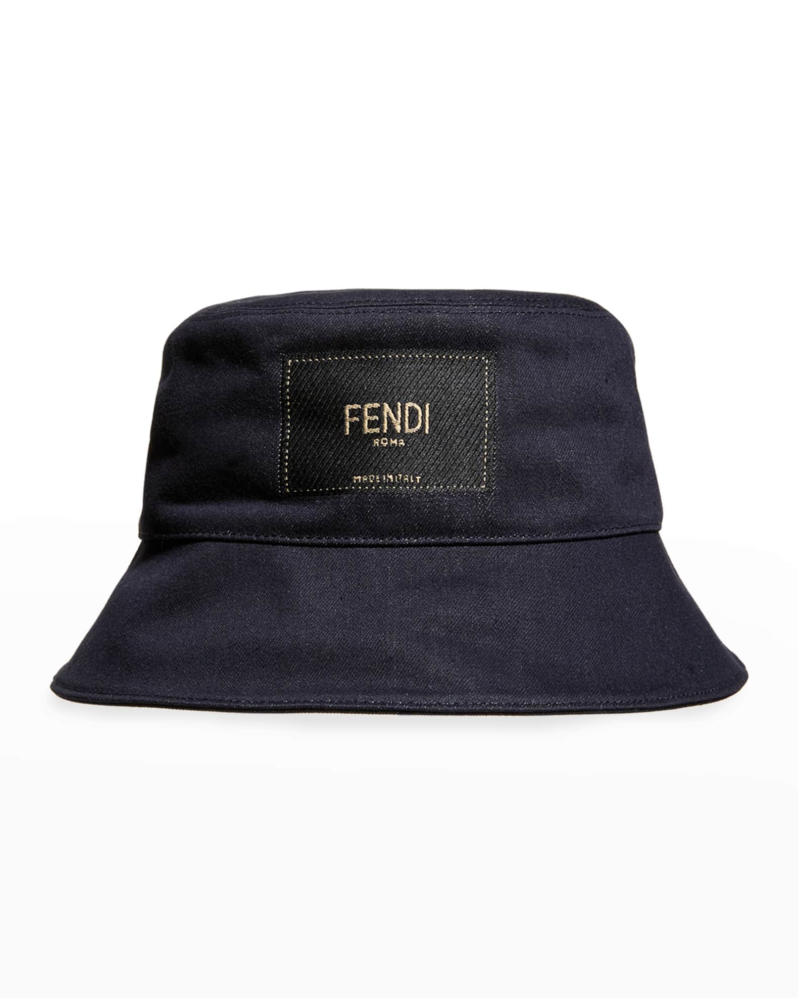 Fendi Men's Logo-Embroidered Cotton-Blend Bucket Hat | Neiman Marcus