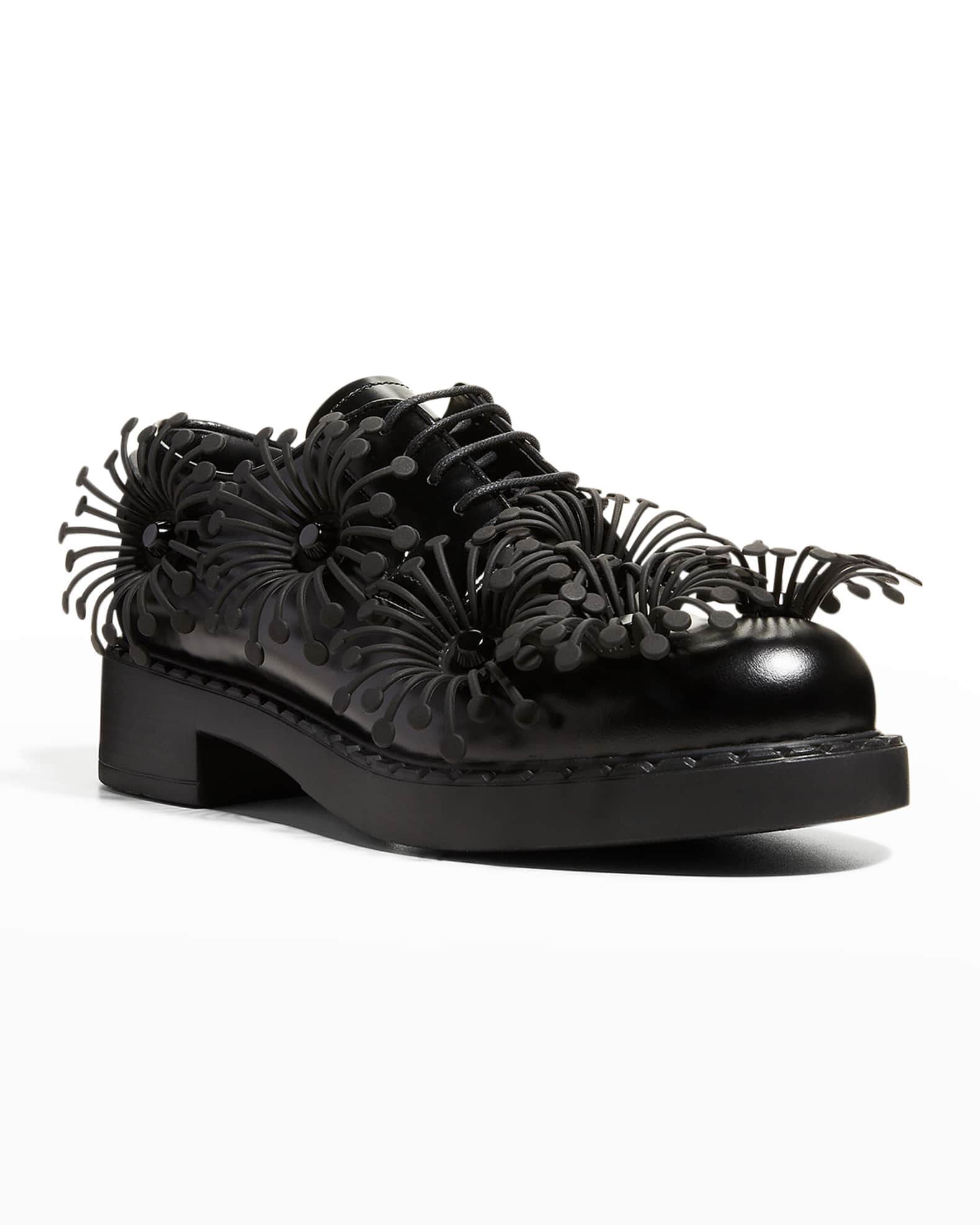 brushstrokes and blossoms leather clogs