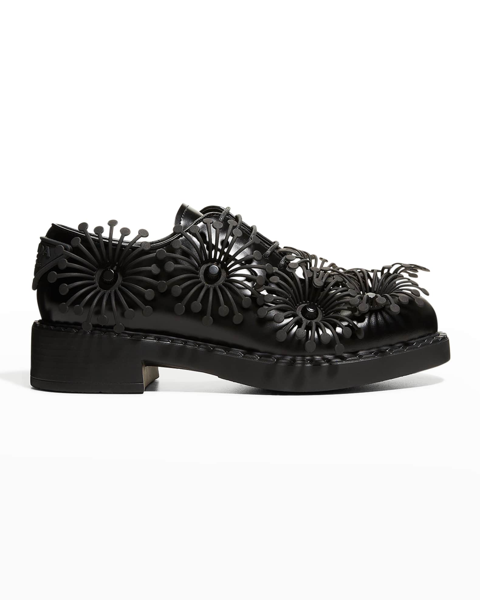 brushstrokes and blossoms leather clogs