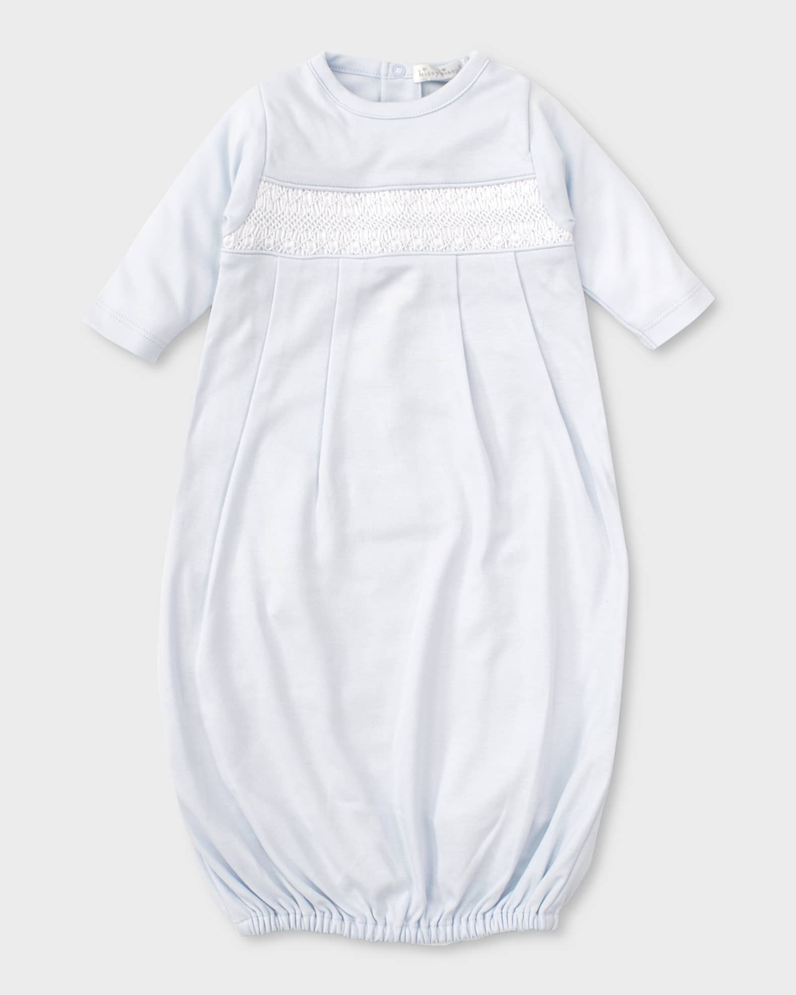 Kissy Kissy Baby Girls Smocked Gown - Blue Blooming Bows