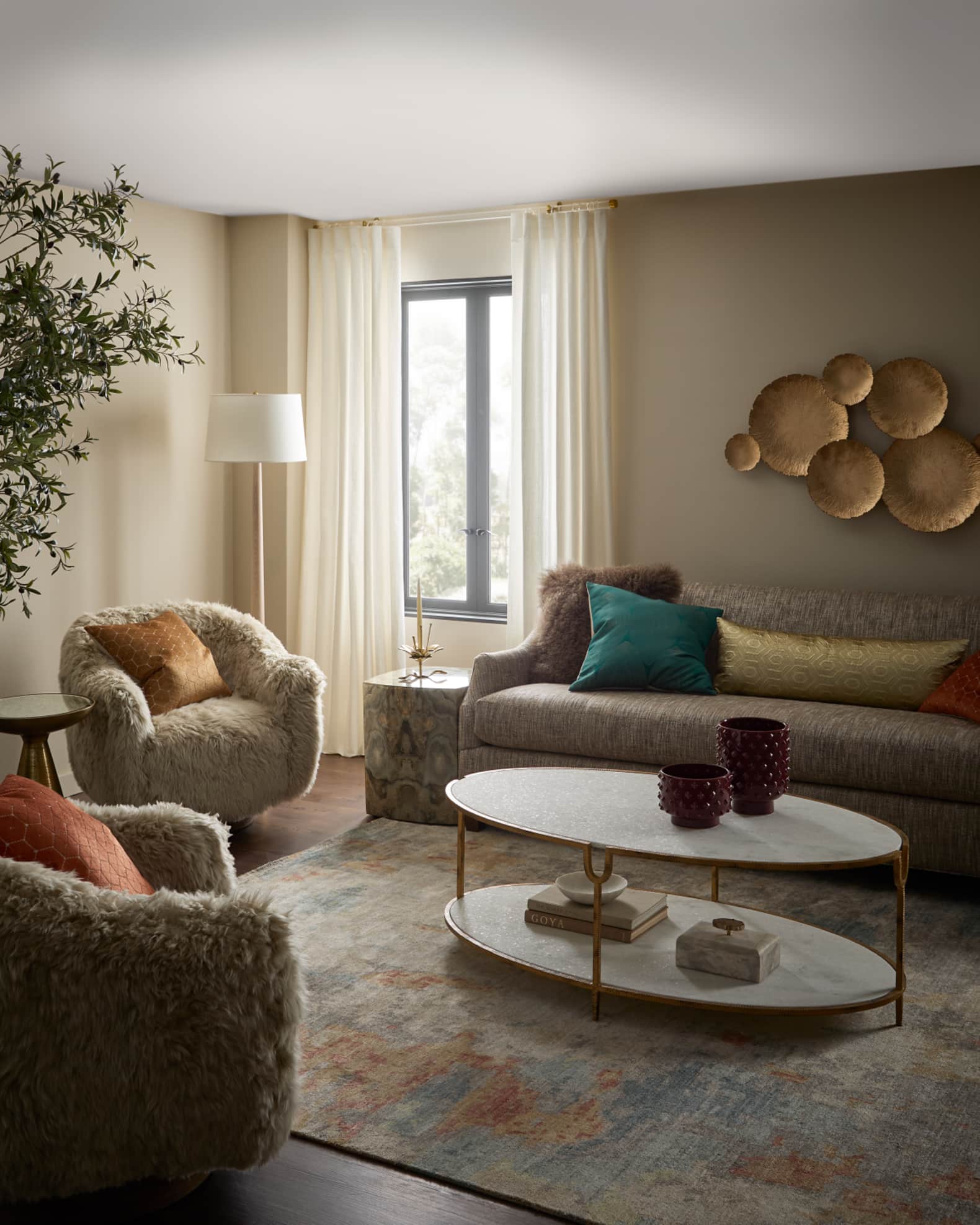 Interlude Home Simone Sheepskin Swivel Chair | Neiman Marcus