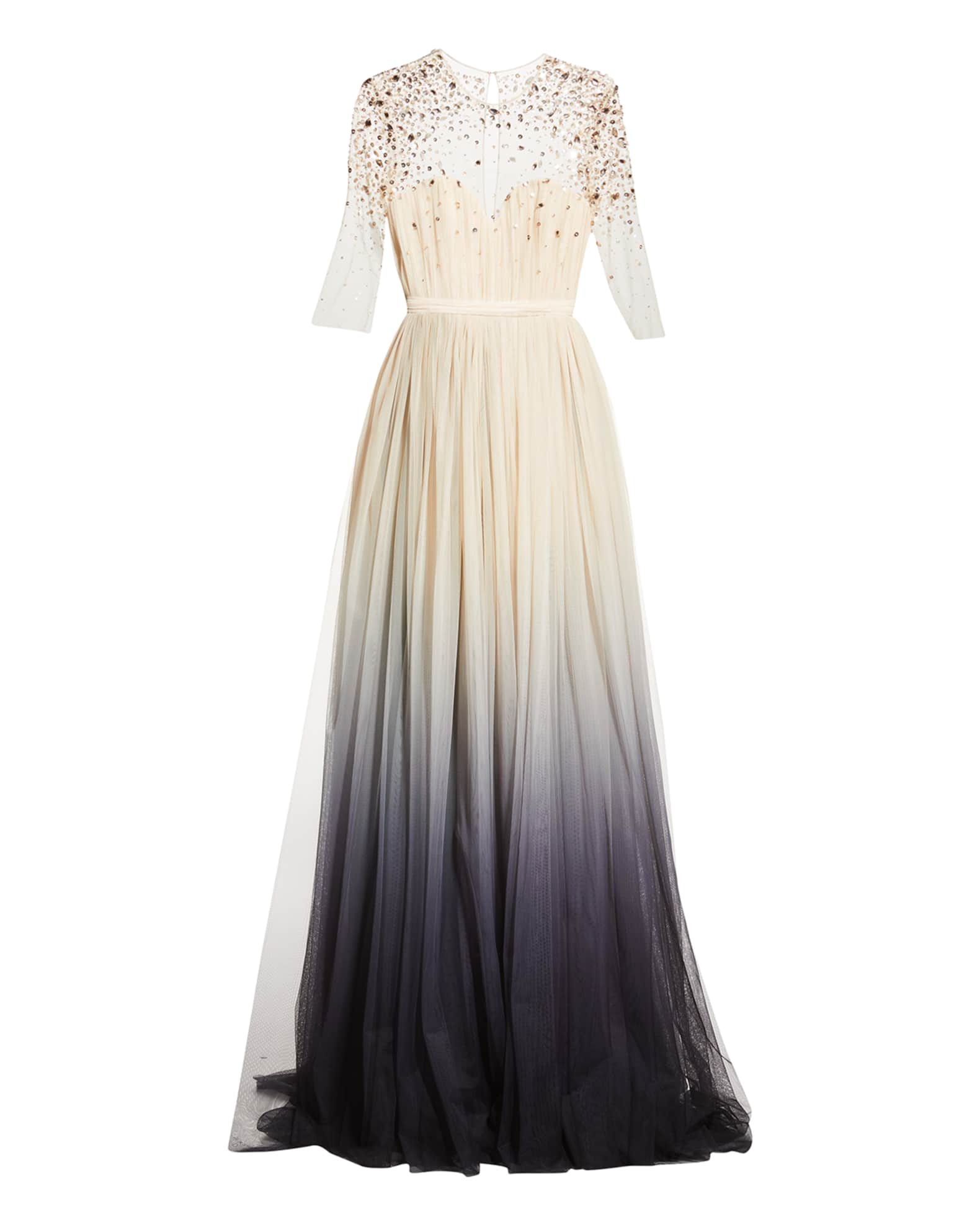 Noir Crystal Illusion Velvet Gown