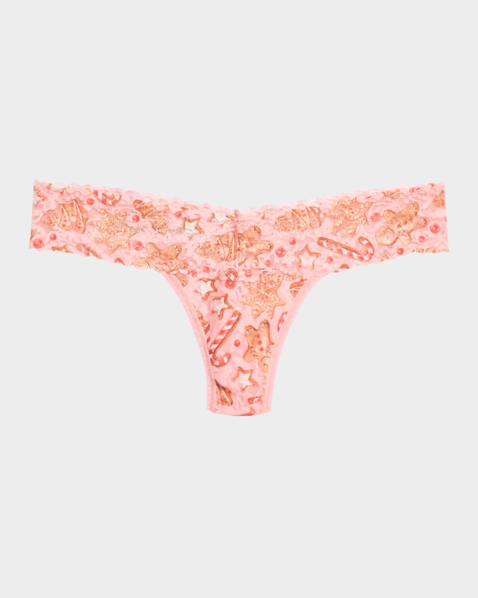 Printed Low-Rise Signature Lace Thong 0
