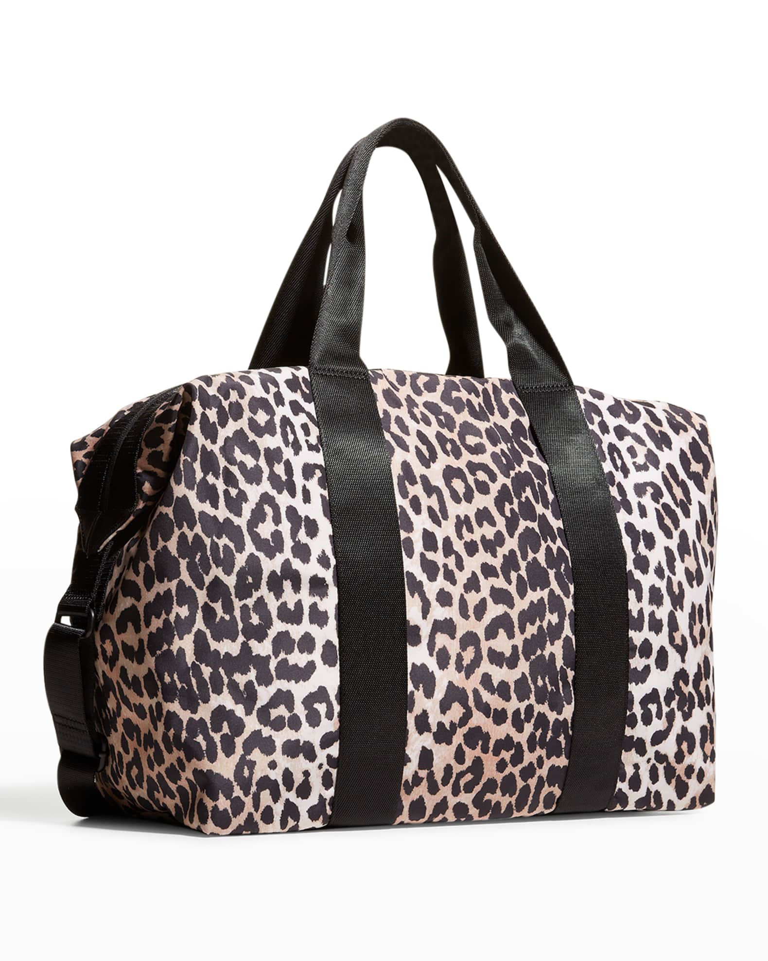 Ganni Leopard Recycled Tech Duffel Bag | Neiman Marcus