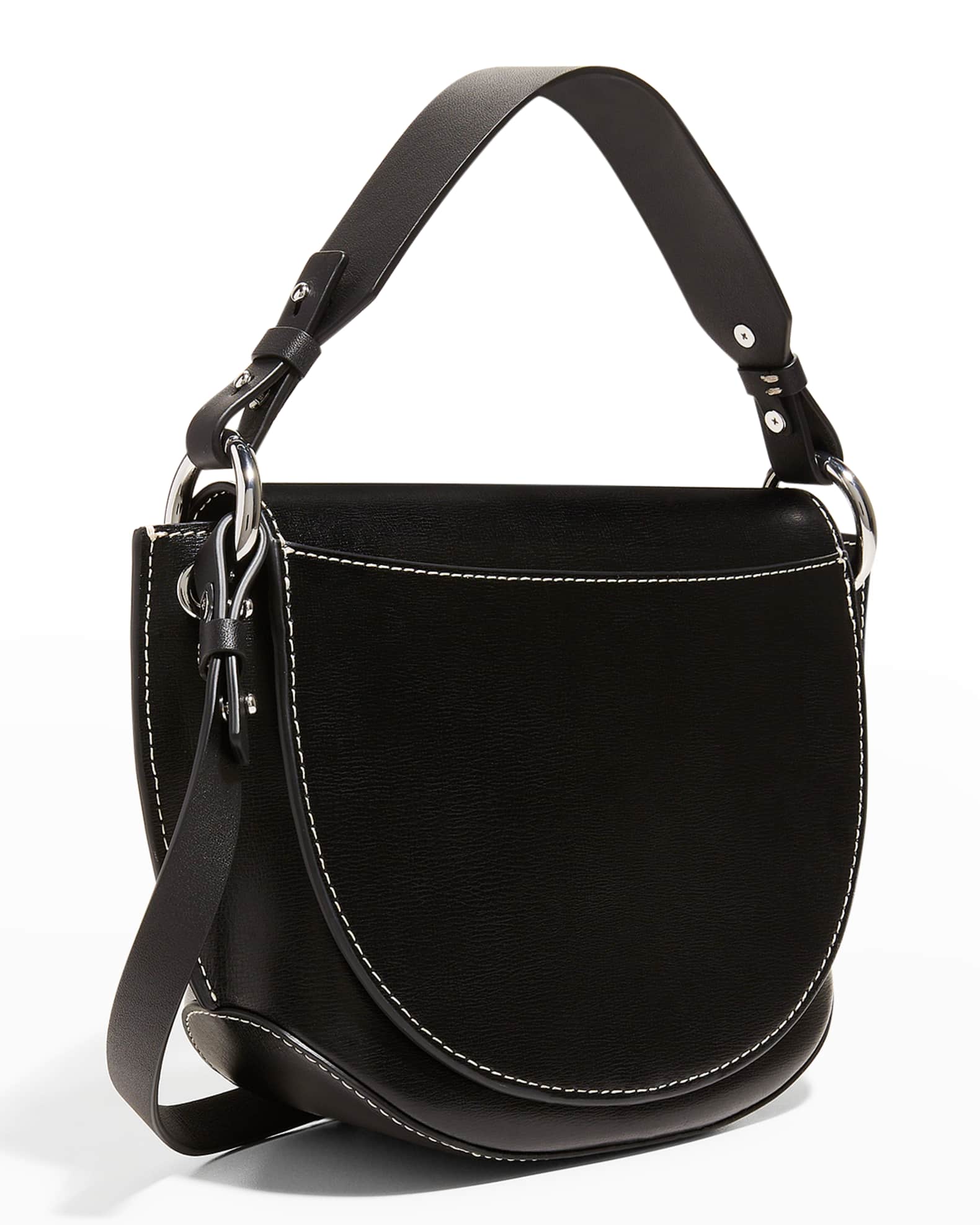 Ganni Banner Recycled Leather Crossbody Saddle Bag Neiman Marcus