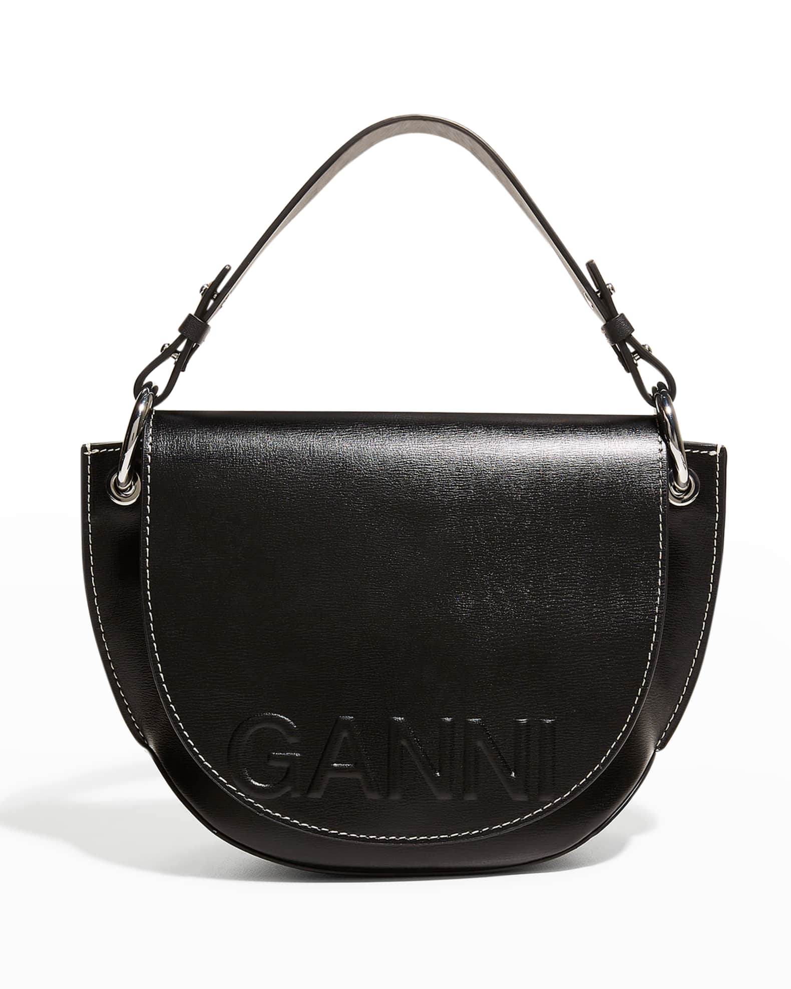 Ganni Banner Recycled Leather Crossbody Saddle Bag Neiman Marcus