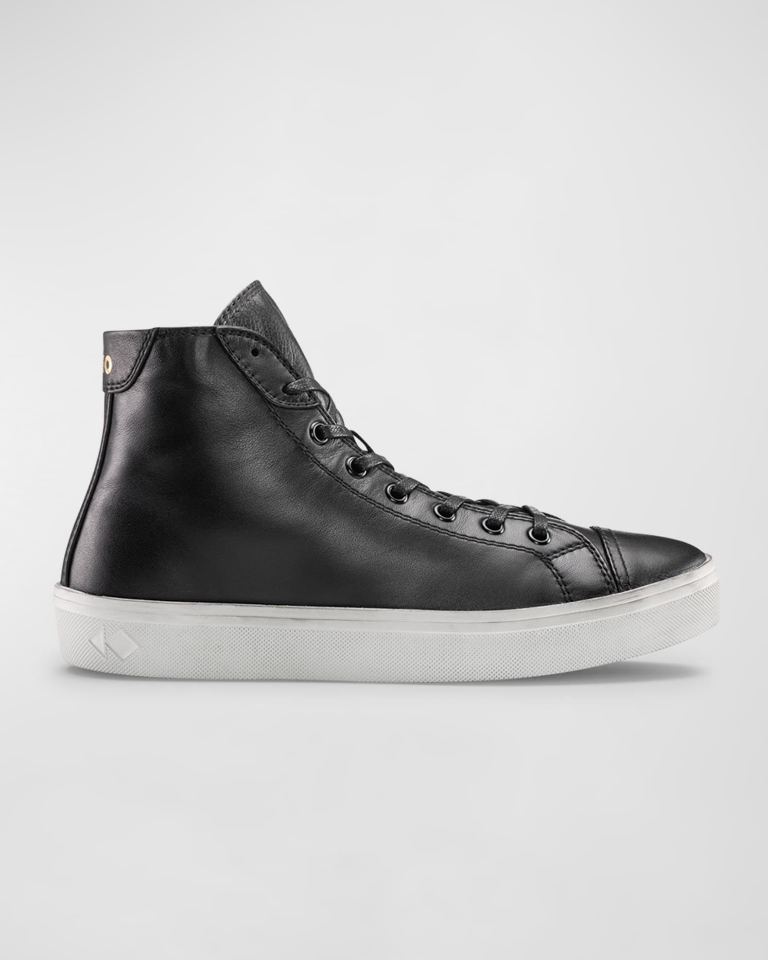 Koio Men's Court Distressed-Sole Leather High-Top Sneakers | Neiman Marcus