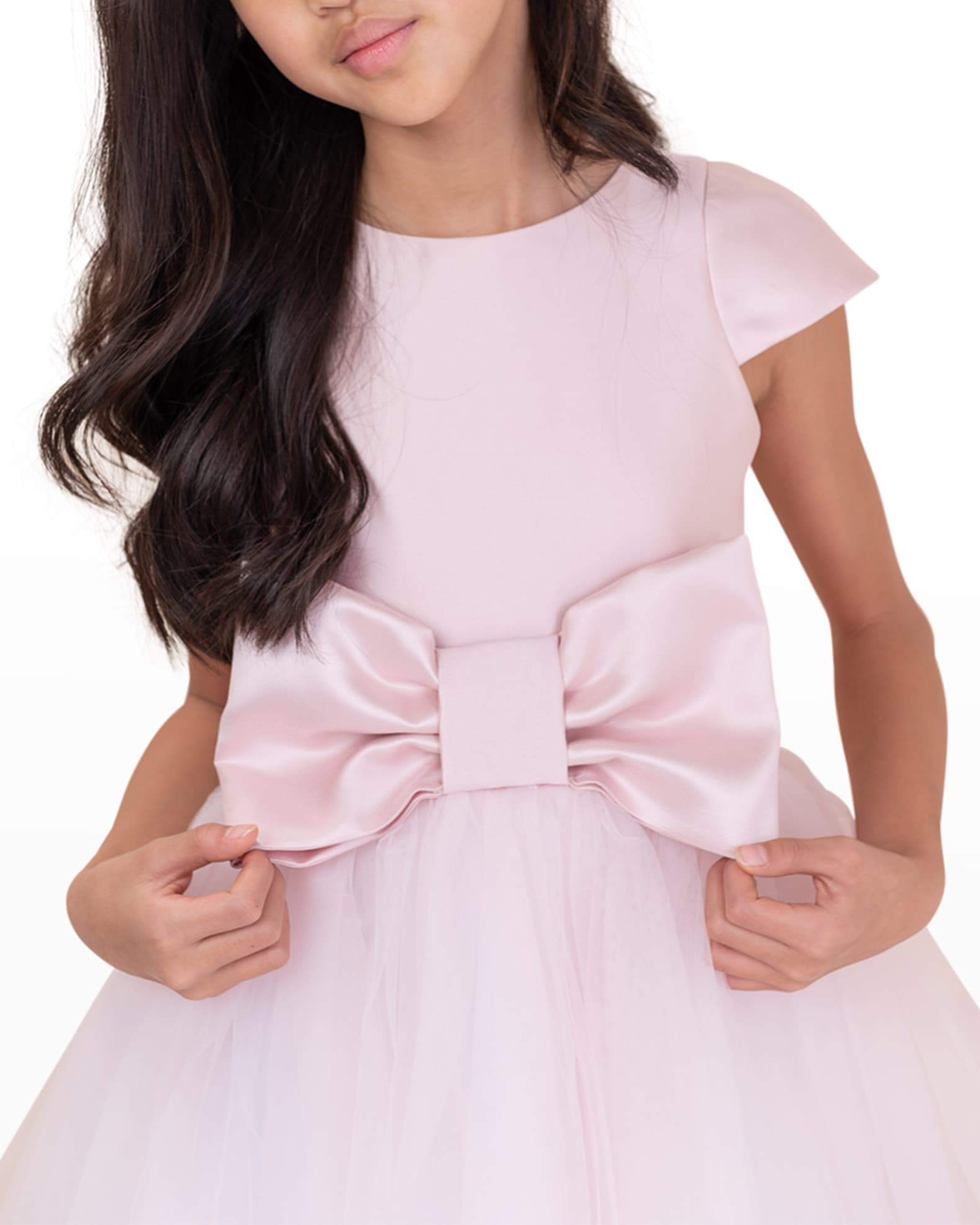 Girl's Elizabeth Satin Bow Tulle Dress, Size 2-12 1