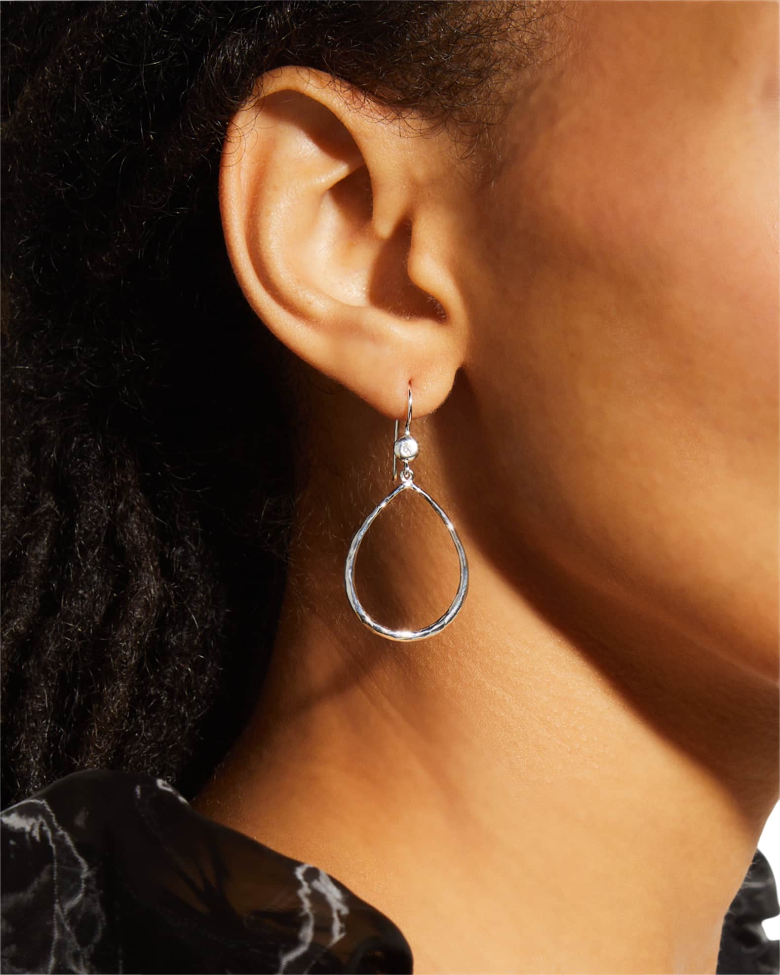 Teardrop Earrings in Sterling Silver with Diamonds  1