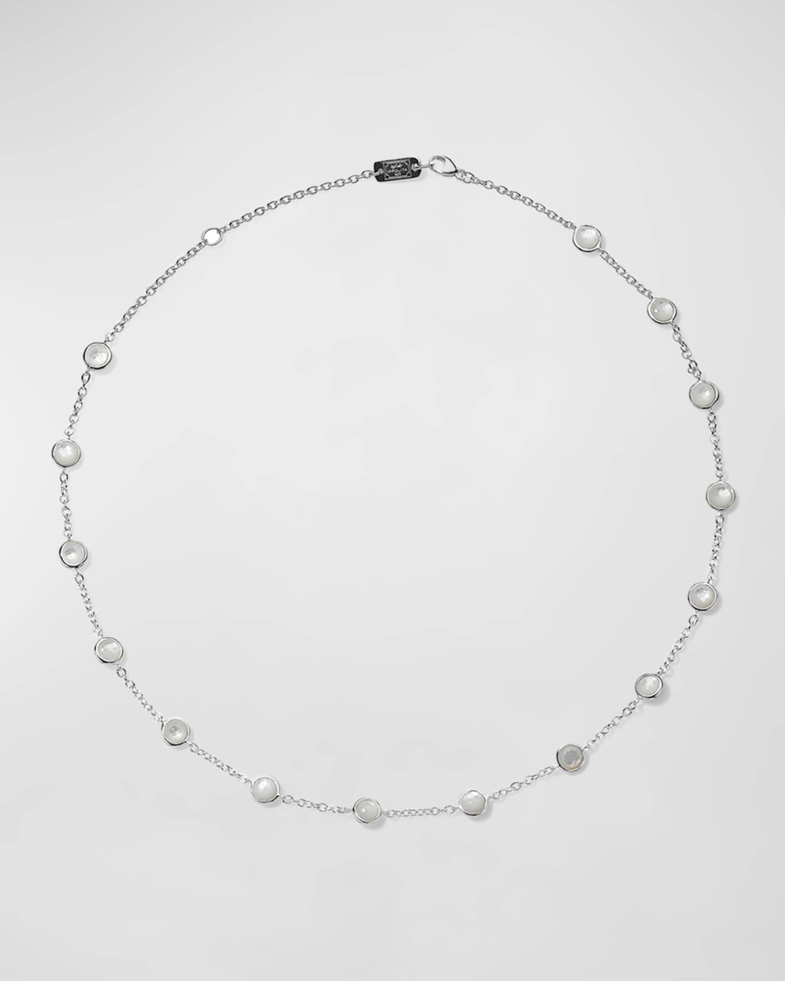 Stone Station Necklace in Sterling Silver  0