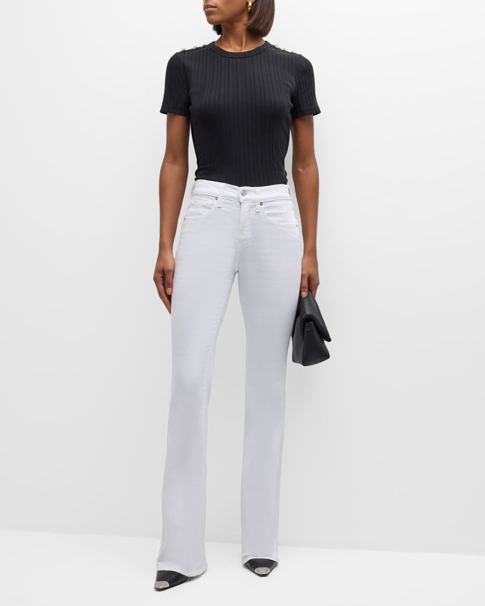 Veronica Beard Jeans Beverly High-Rise Skinny Flare Jeans | Neiman Marcus