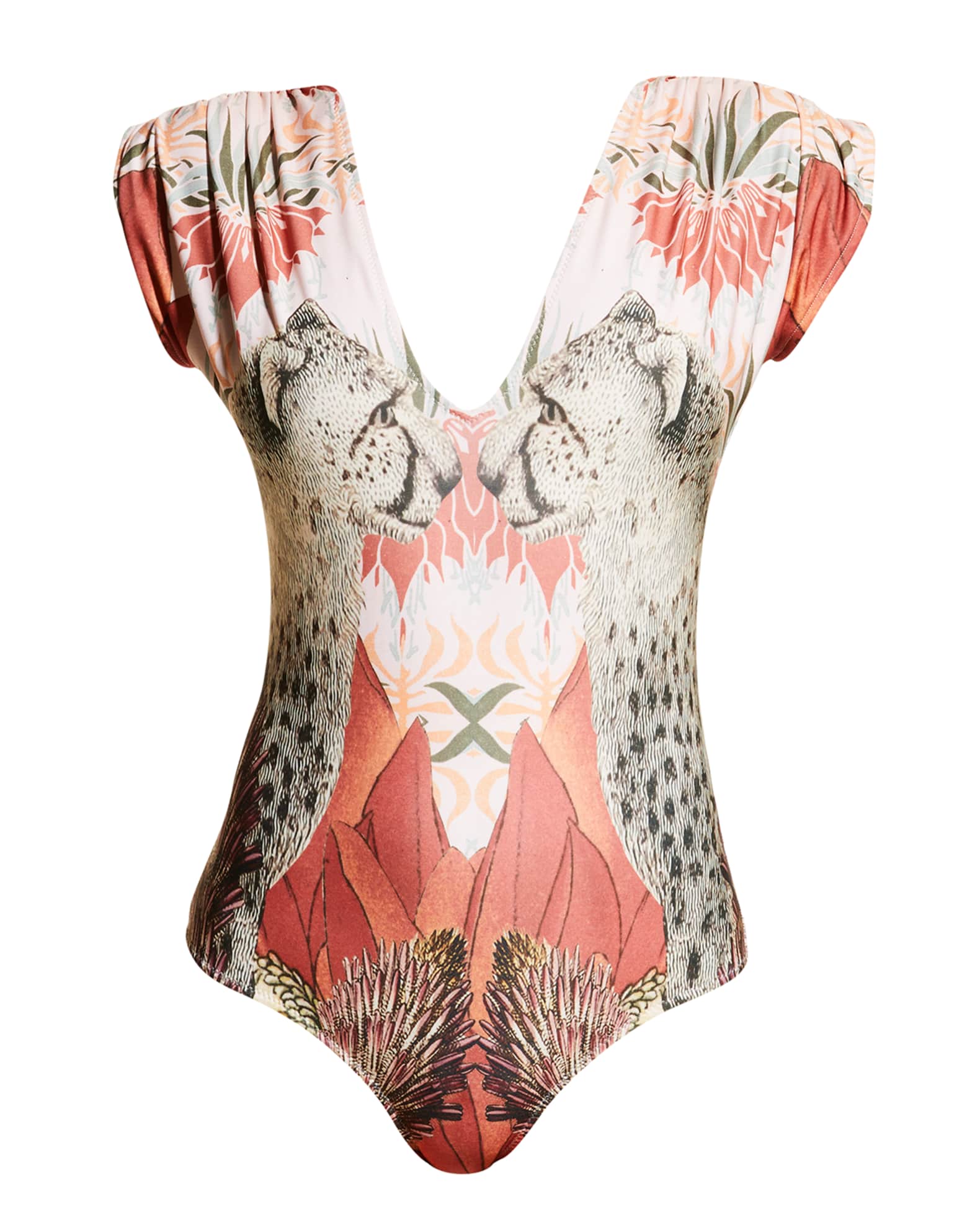 Carolina K Liset Gathered-Sleeve One-Piece Swimsuit | Neiman Marcus