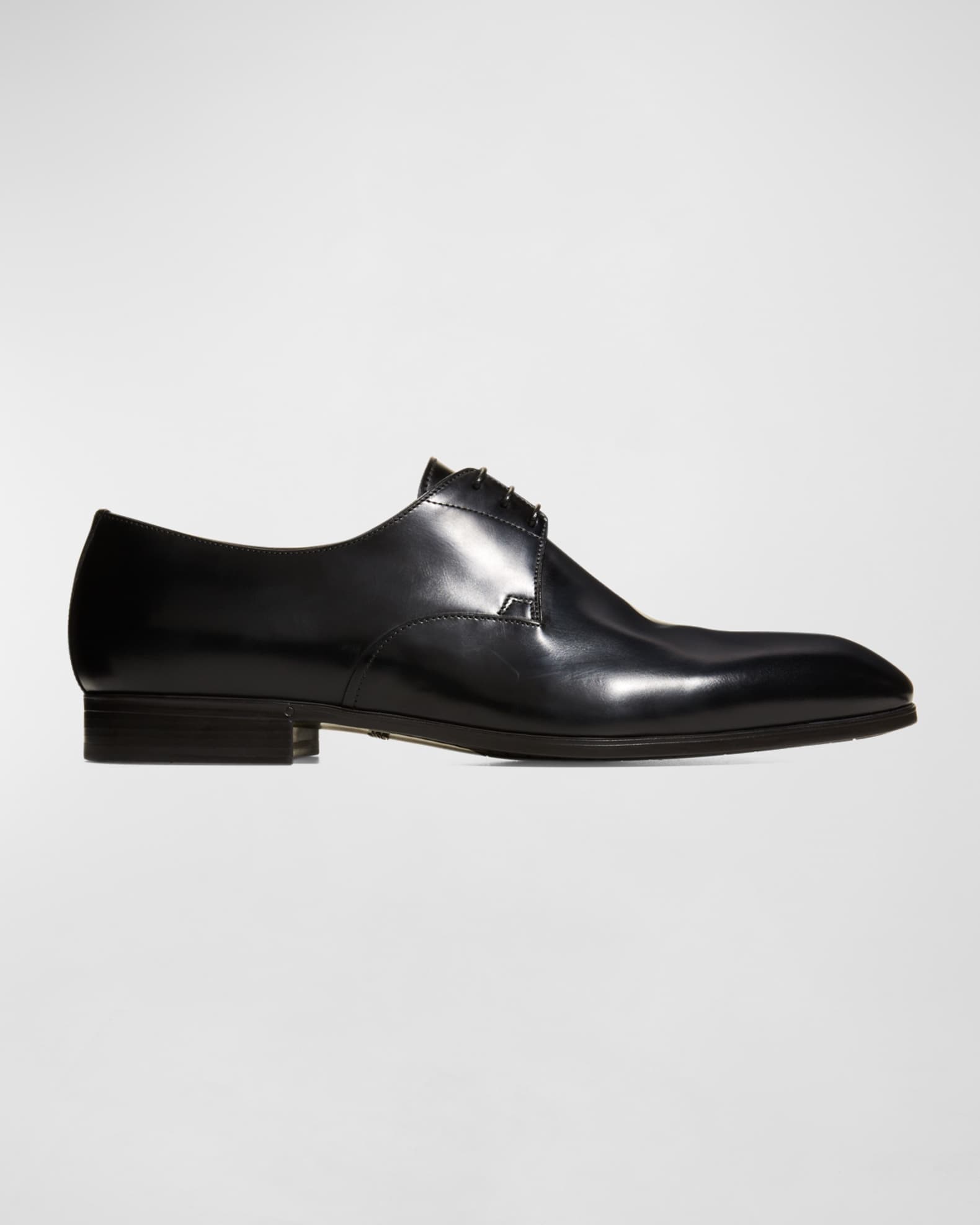 Santoni almond-toe leather derby shoes - Black