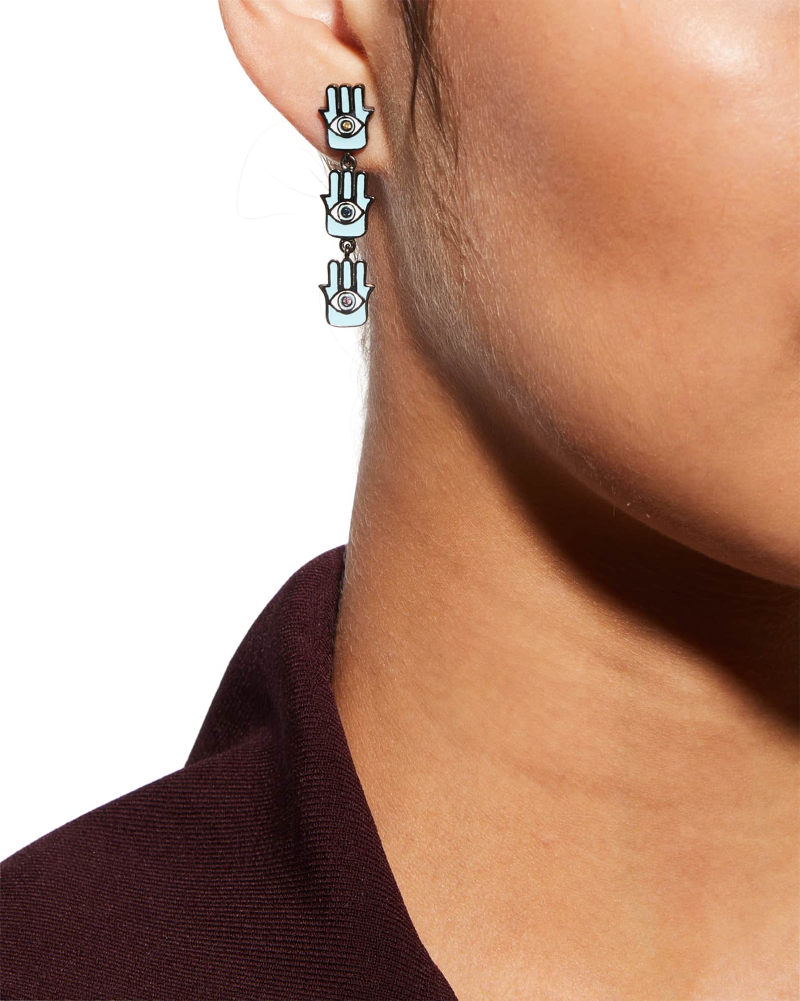 Three Hand Dangle Sapphire Earrings 1