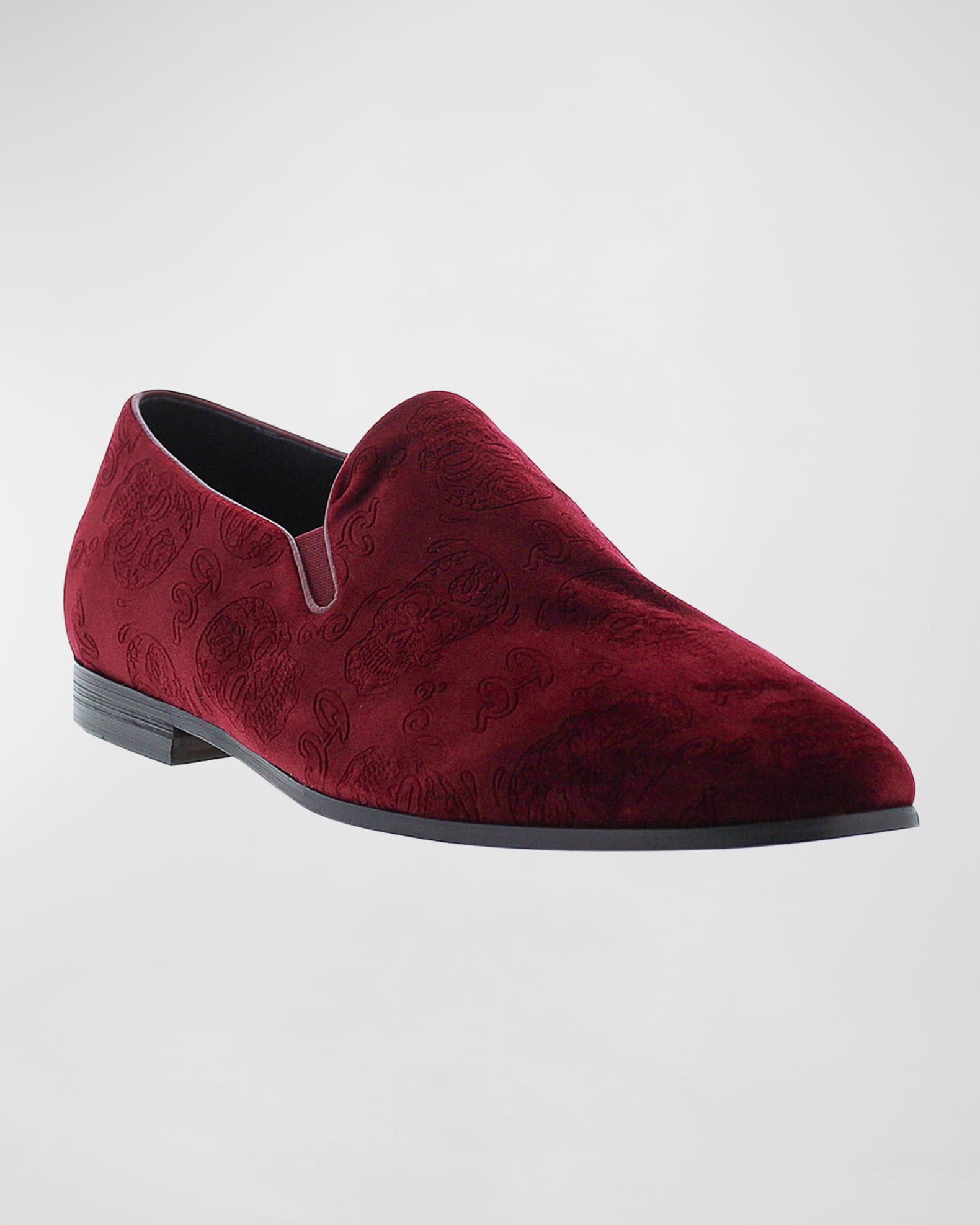 Men's Renegade Skull-Embossed Velvet Loafers 1
