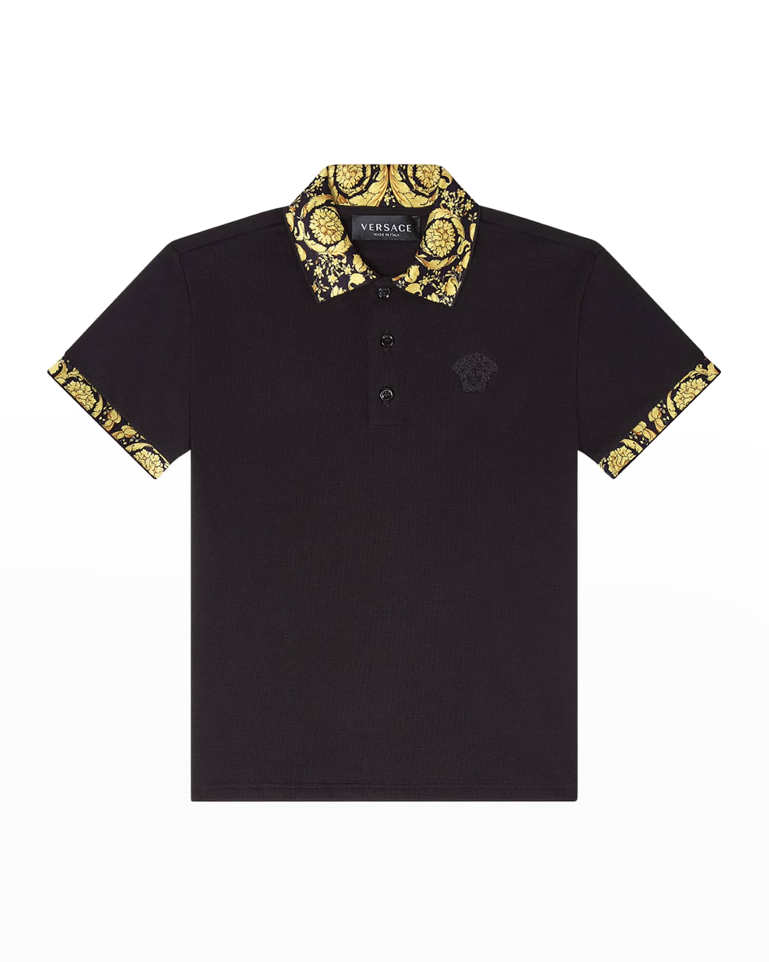 Versace Boy's Barocco-Print Polo Shirt, Size 4-6 | Neiman Marcus