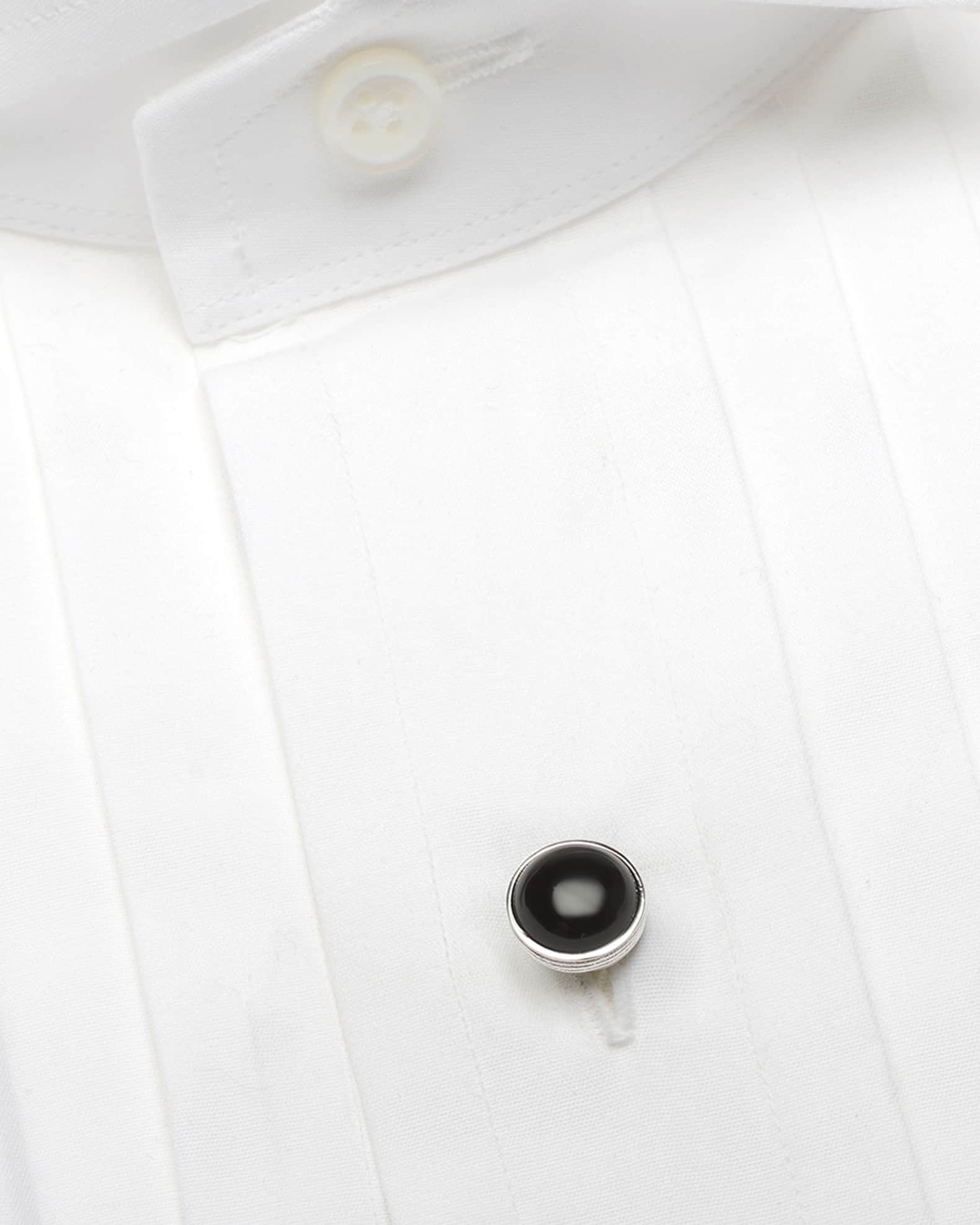 Men's Sterling Silver Ribbed Onyx Studs 1
