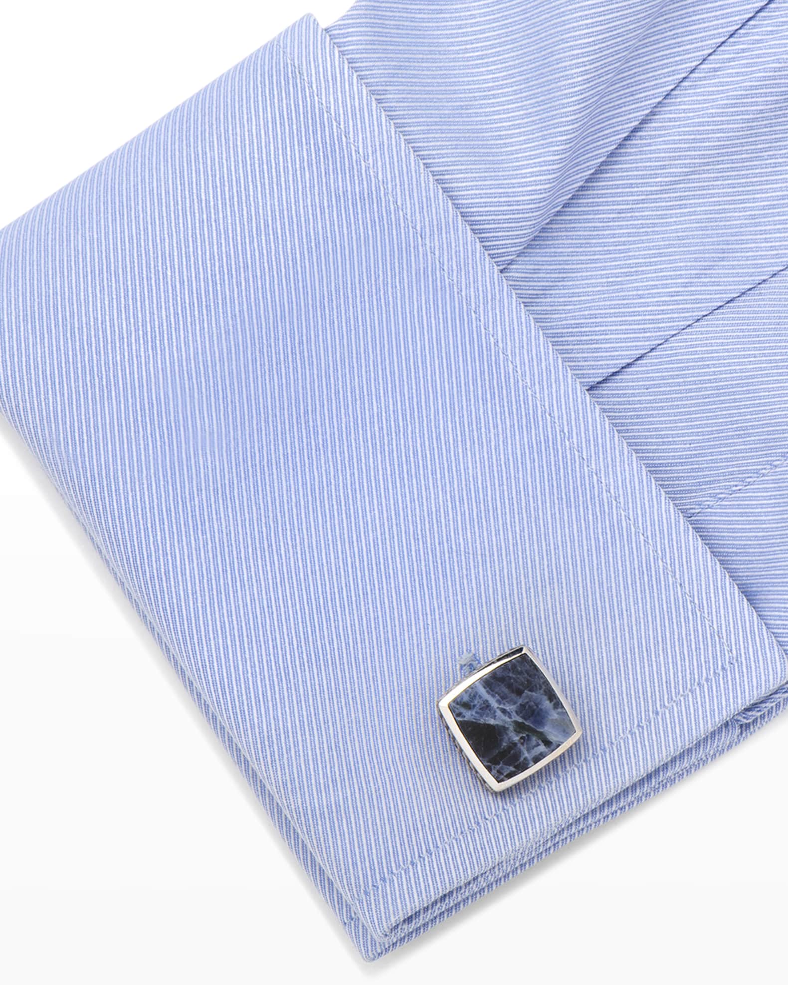 Men's Sterling Classic Scaled Lapis Cufflinks 1