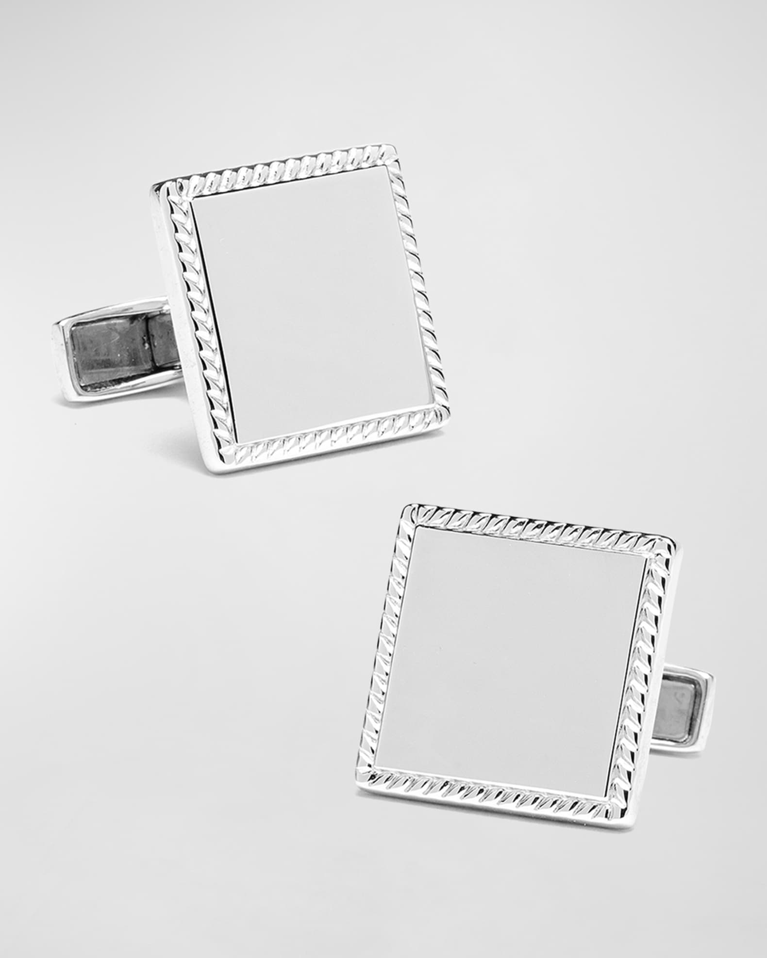 Cufflinks Inc. Men's Sterling Silver Rope Border Square Cufflinks Neiman Marcus