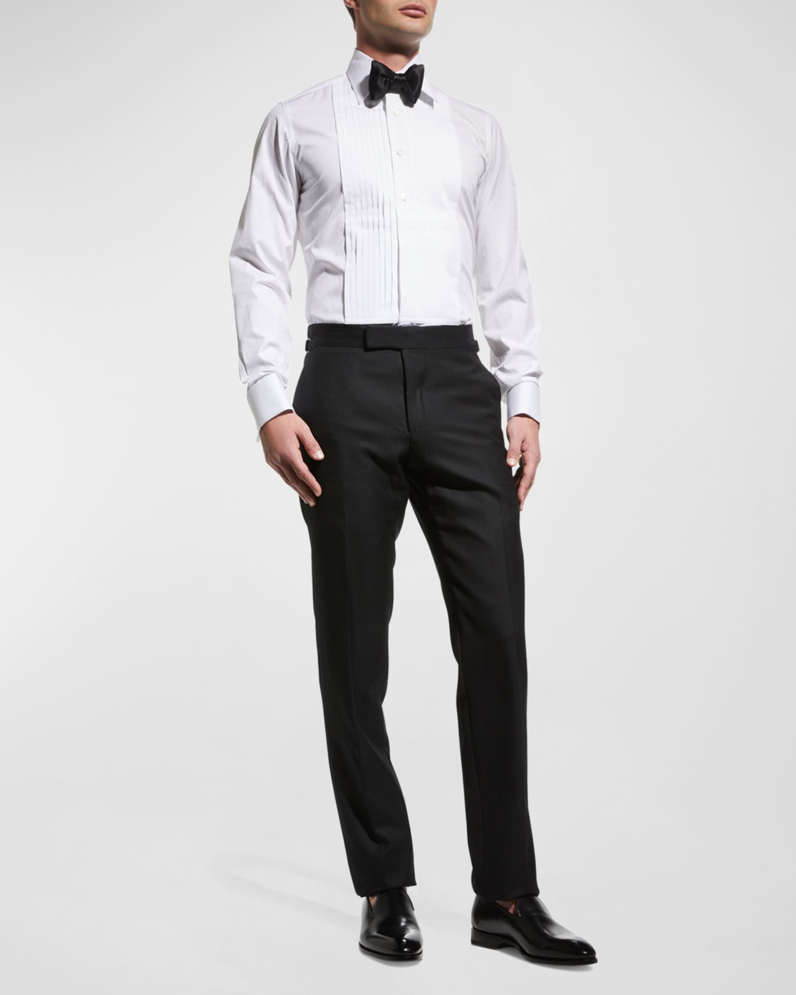 men's pleated front dress shirt The White Sanders Non Iron Pleated Front Tuxedo Custom Shirt
