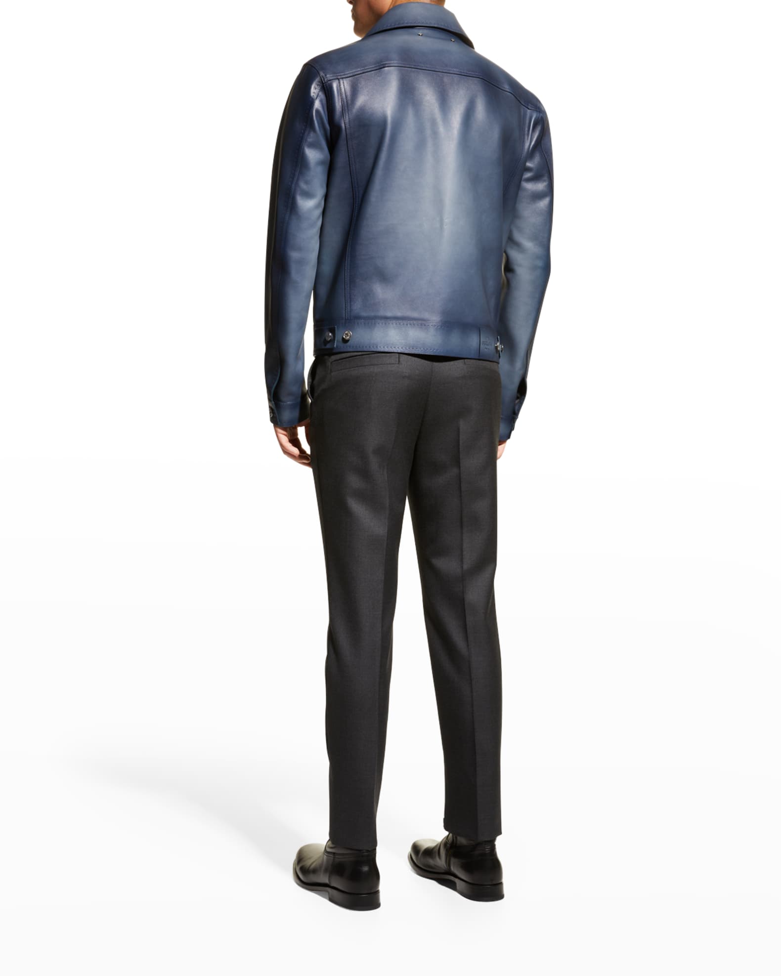 Berluti Men's Denim Patina Leather Blouson | Neiman Marcus
