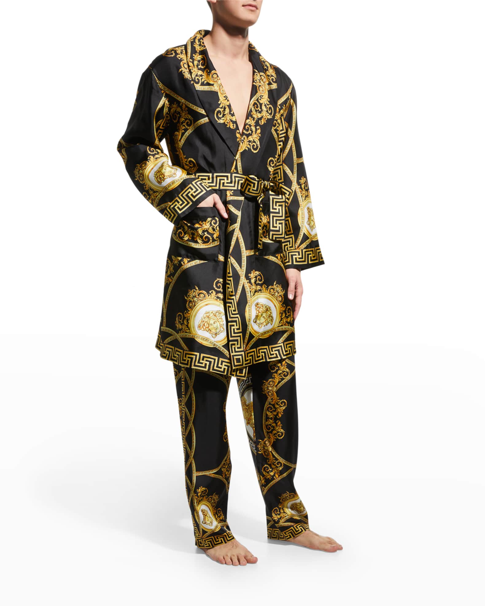 Versace Men's BaroccoPrint Robe Neiman Marcus