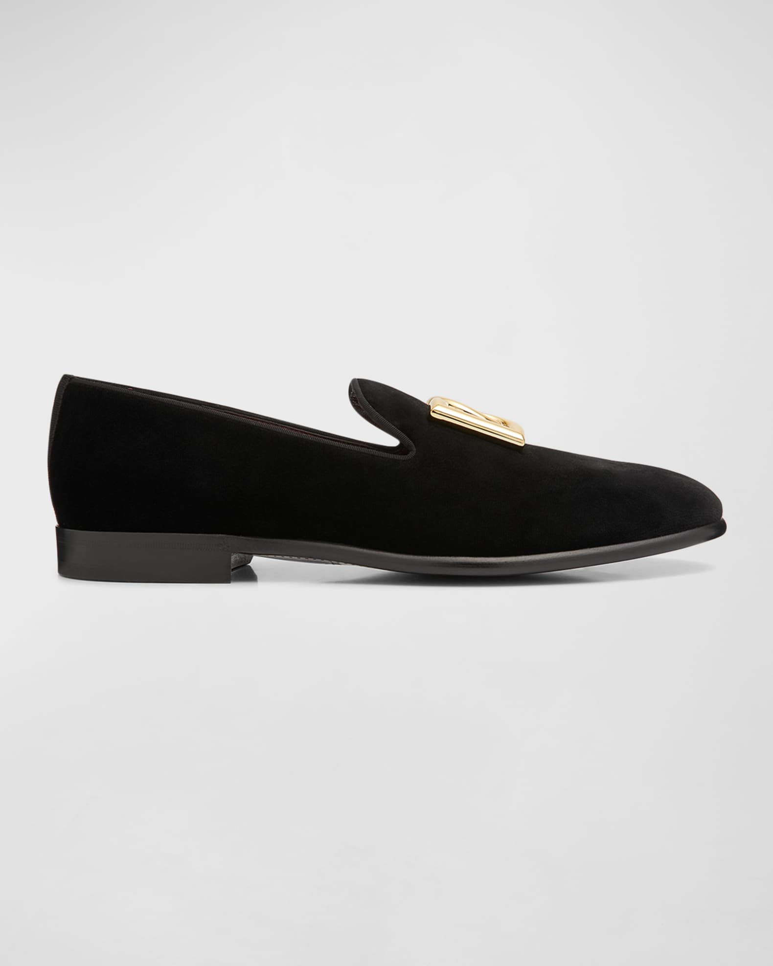 Dolce&Gabbana Men's Logo Velvet Dress Loafers | Neiman Marcus