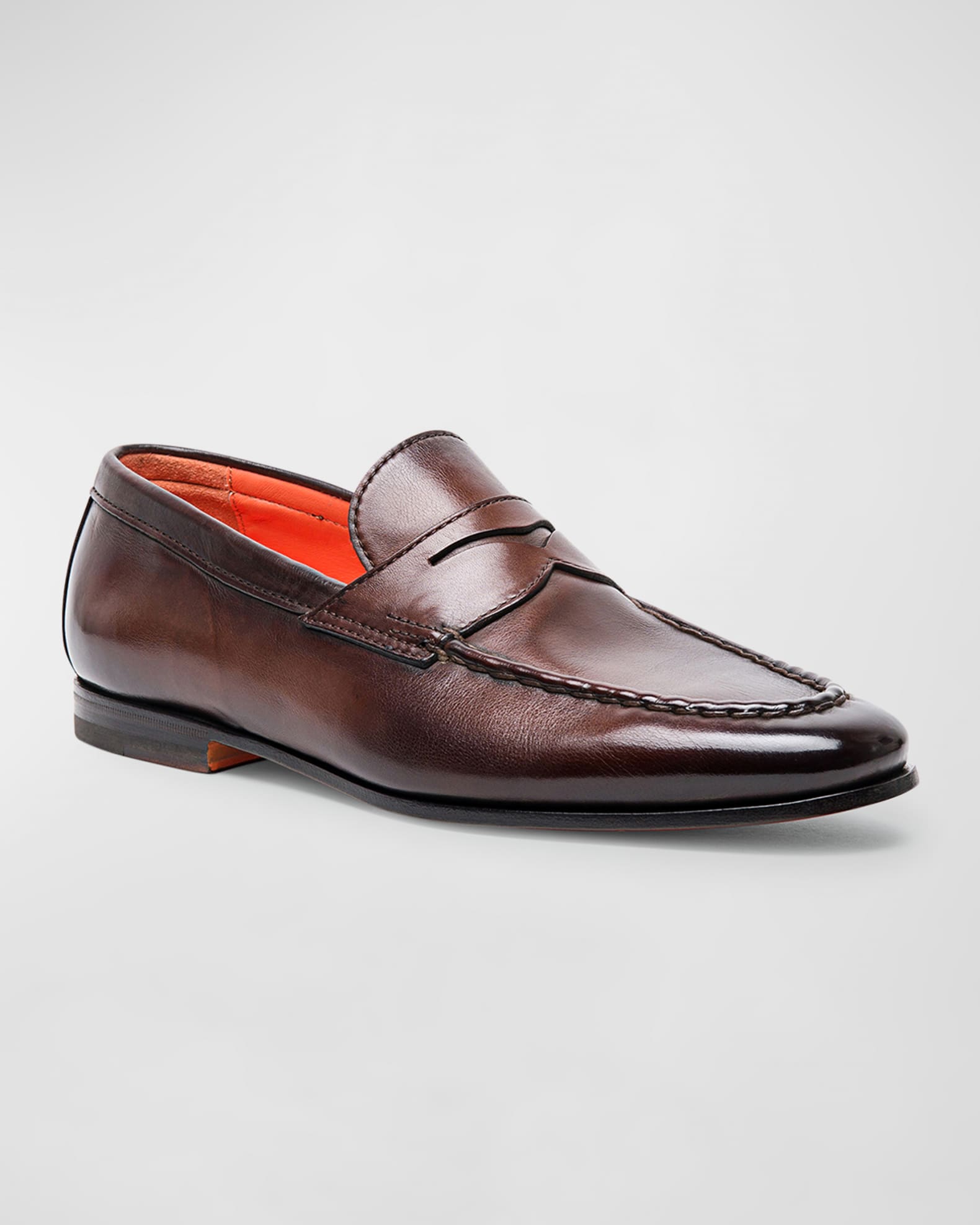 Men's Door Burnished Leather Penny Loafers  1