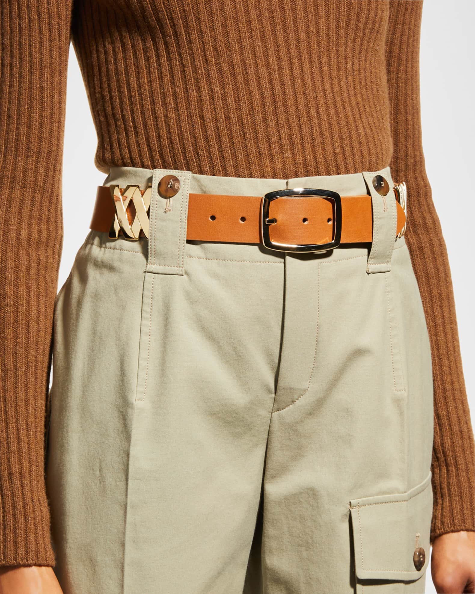 Ryan Golden Leather Buckle Belt - Thumbnail 2
