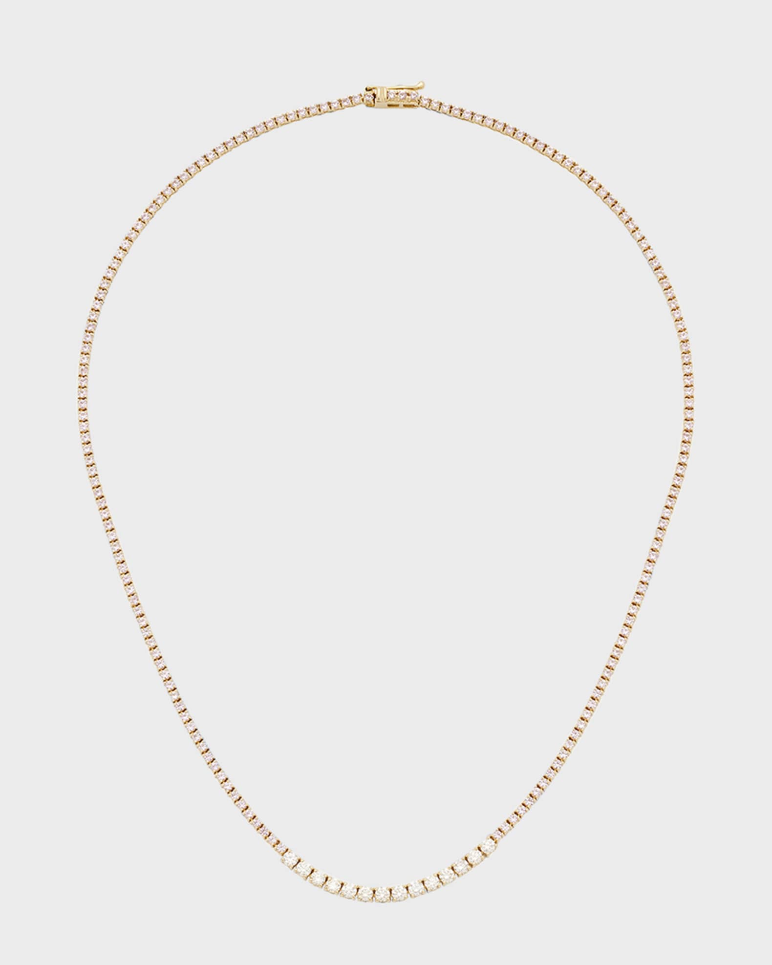 Small 4-Prong Pink Sapphire Tennis Necklace with Diamond Accents in Yellow Gold 0