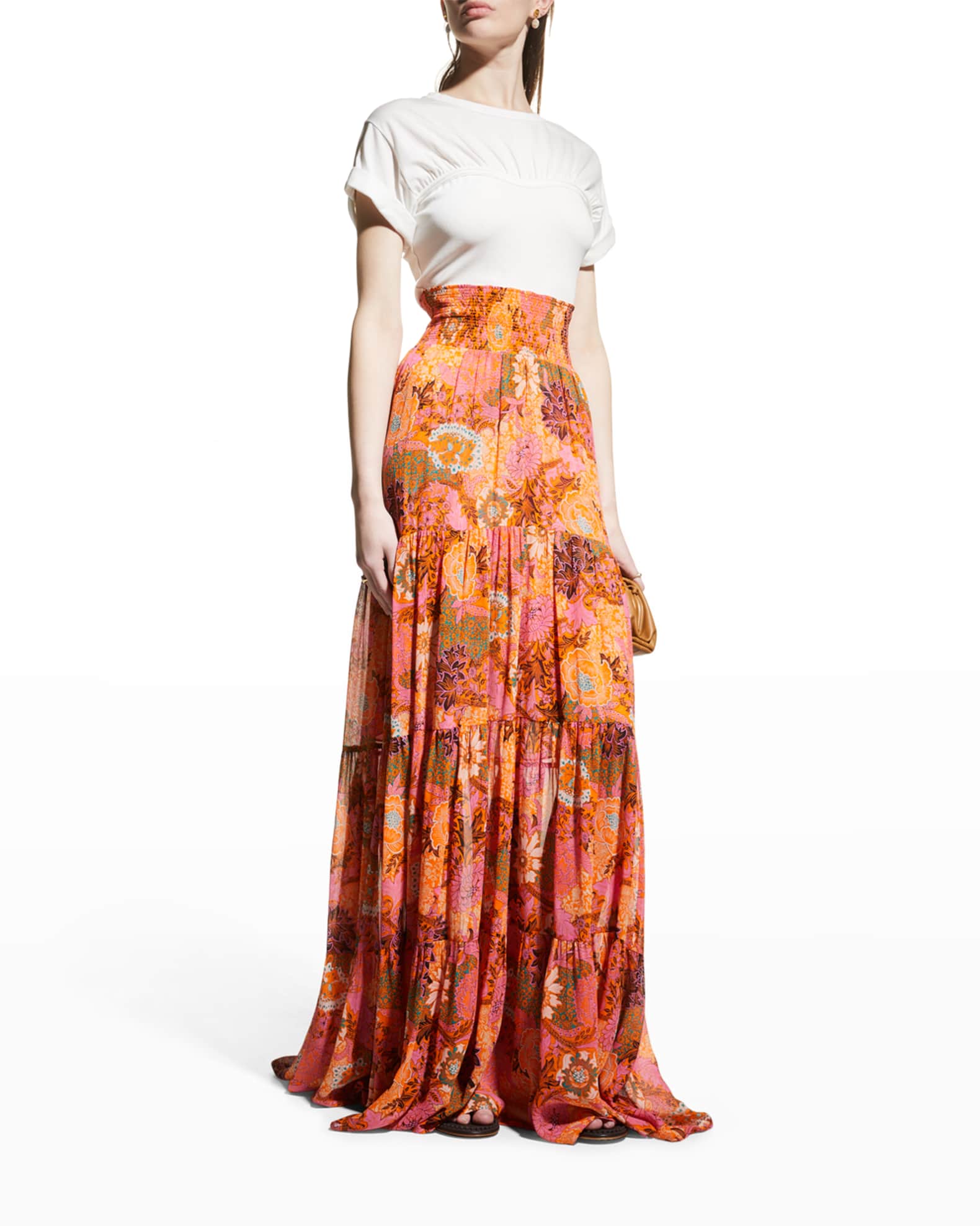 neimanmarcus.com | A.L.C.Sage Crinkle Chiffon Pleated Floral Maxi Skirt