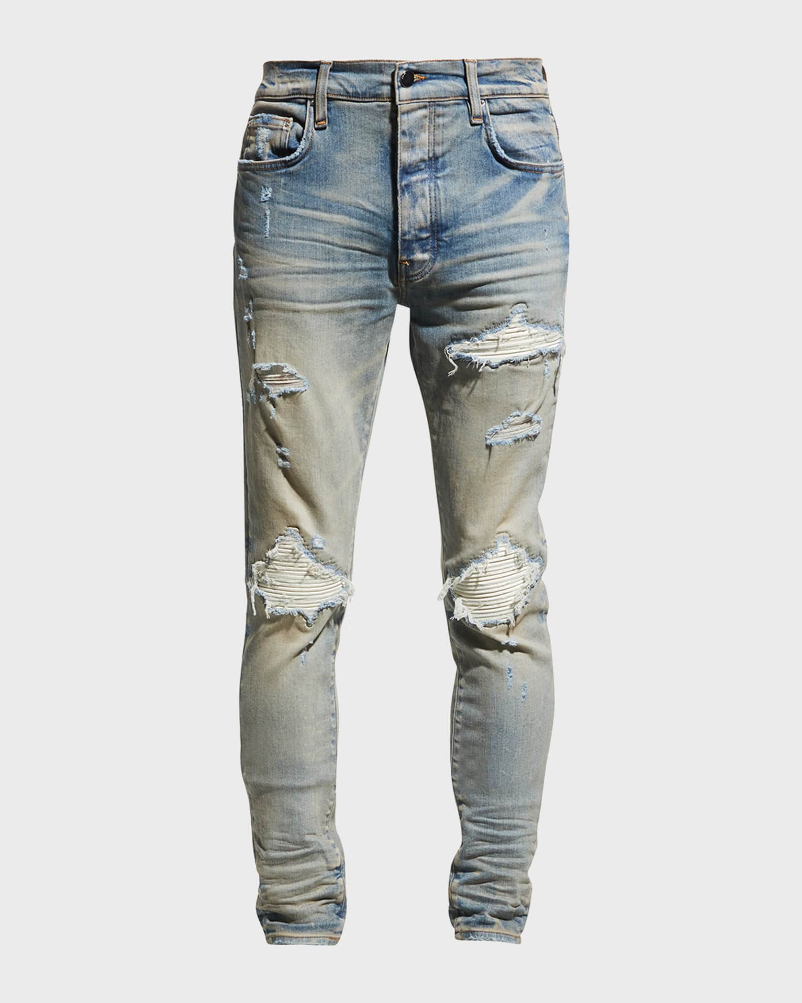 Amiri Men's MX1 Ultra SuedePatch Skinny Jeans Neiman Marcus