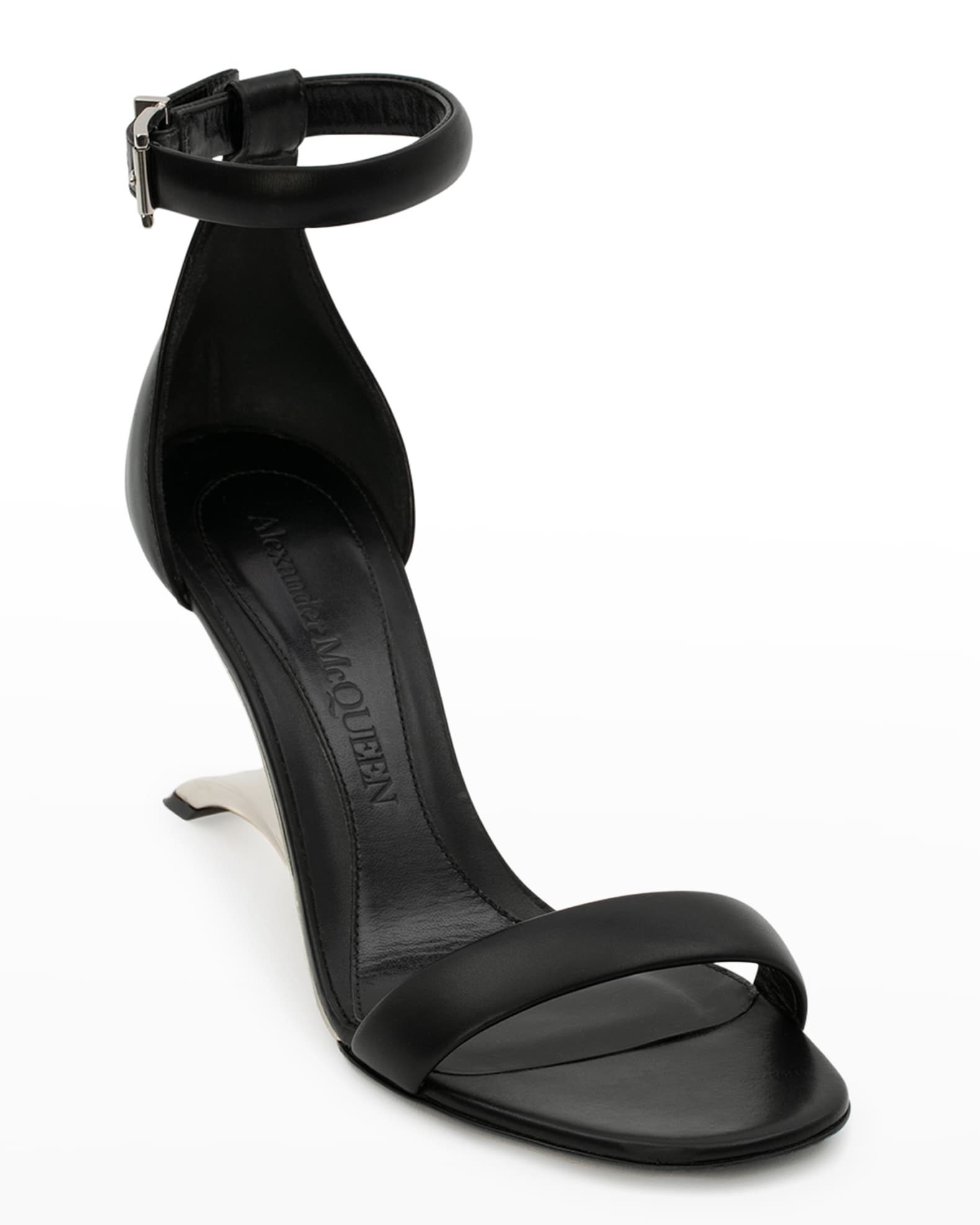 Alexander McQueen Arc Calfskin Architectural-Heel Sandals | Neiman Marcus