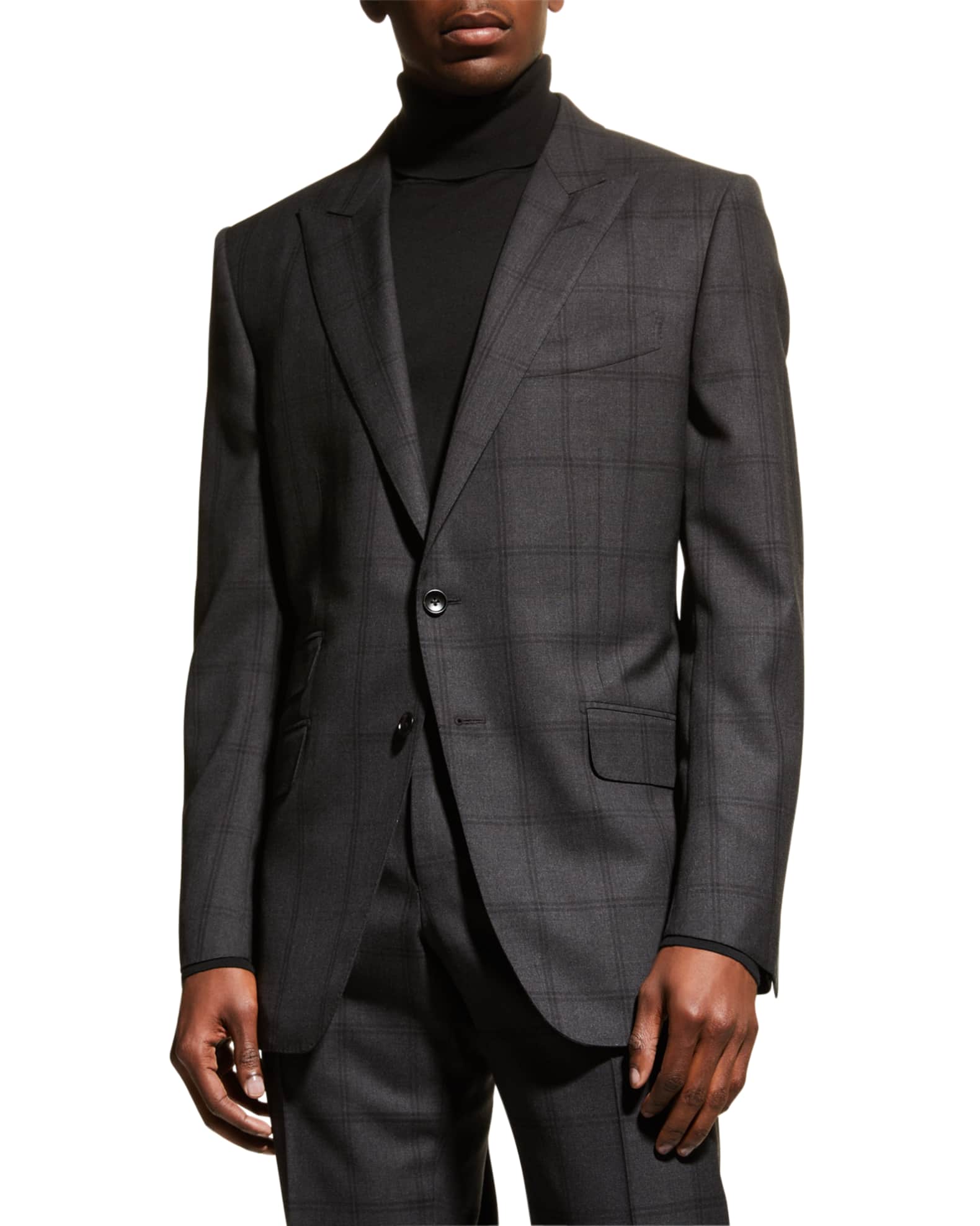 TOM FORD Men's Double Windowpane Wool Suit | Neiman Marcus