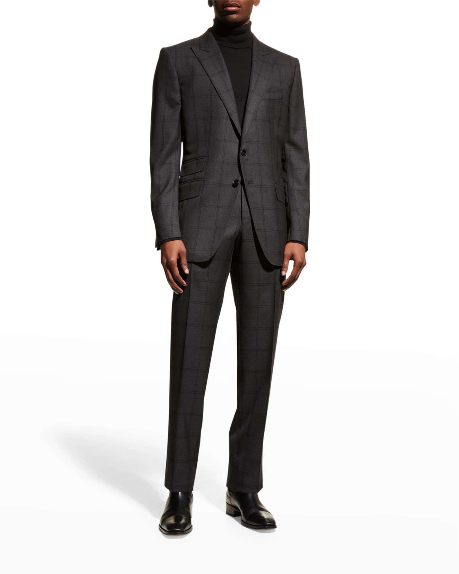 TOM FORD Men's Double Windowpane Wool Suit | Neiman Marcus
