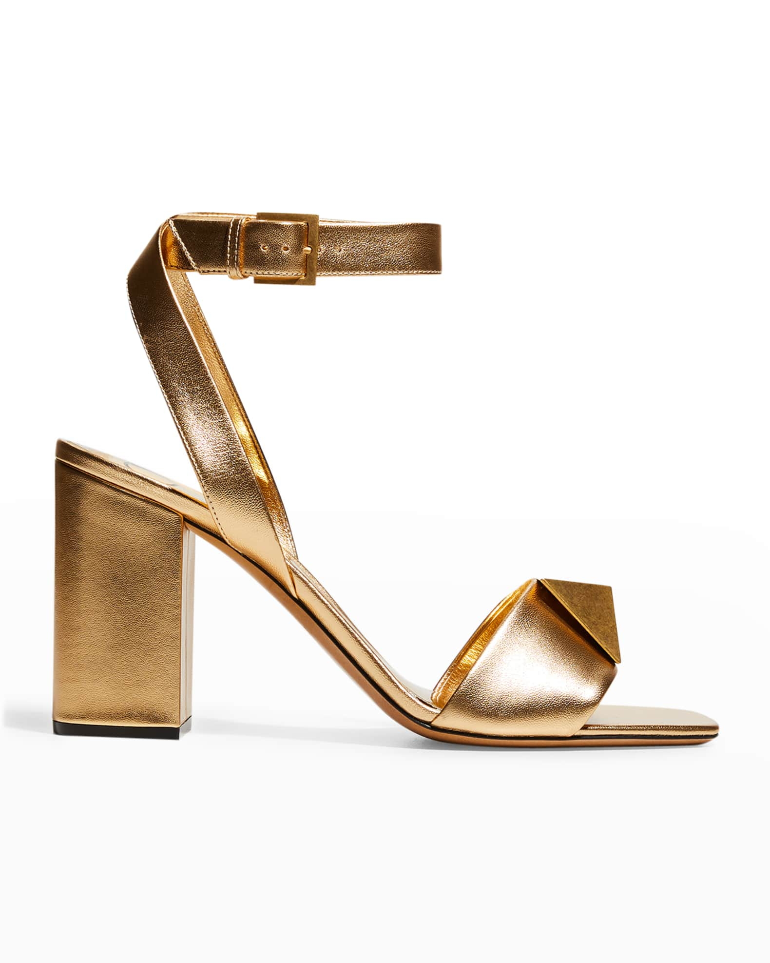 Valentino Garavani Roman Stud Solo Ankle-Strap Sandals | Neiman Marcus