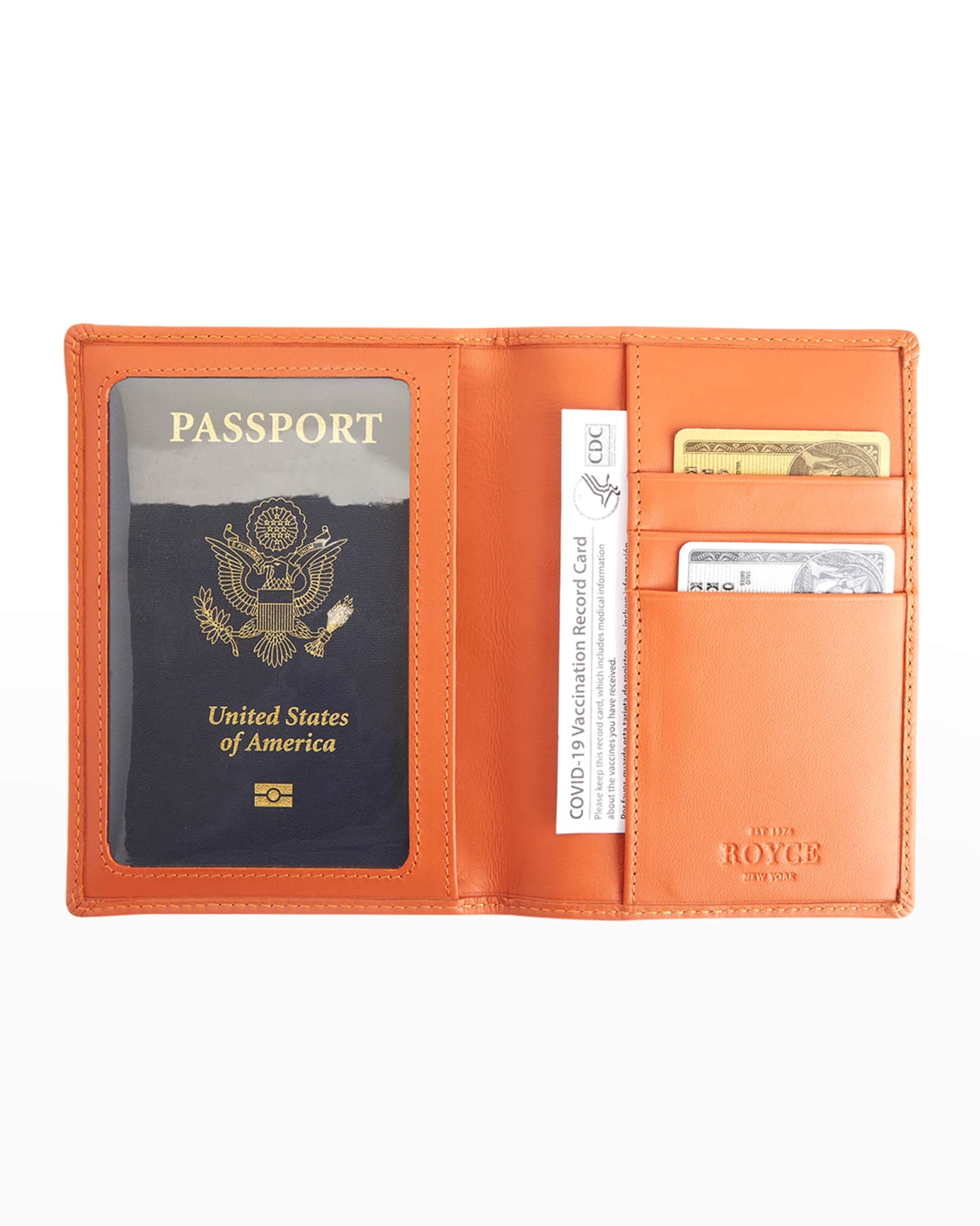 Royce New York Leather RFID-Blocking Passport & Currency Travel Wallet - Blue